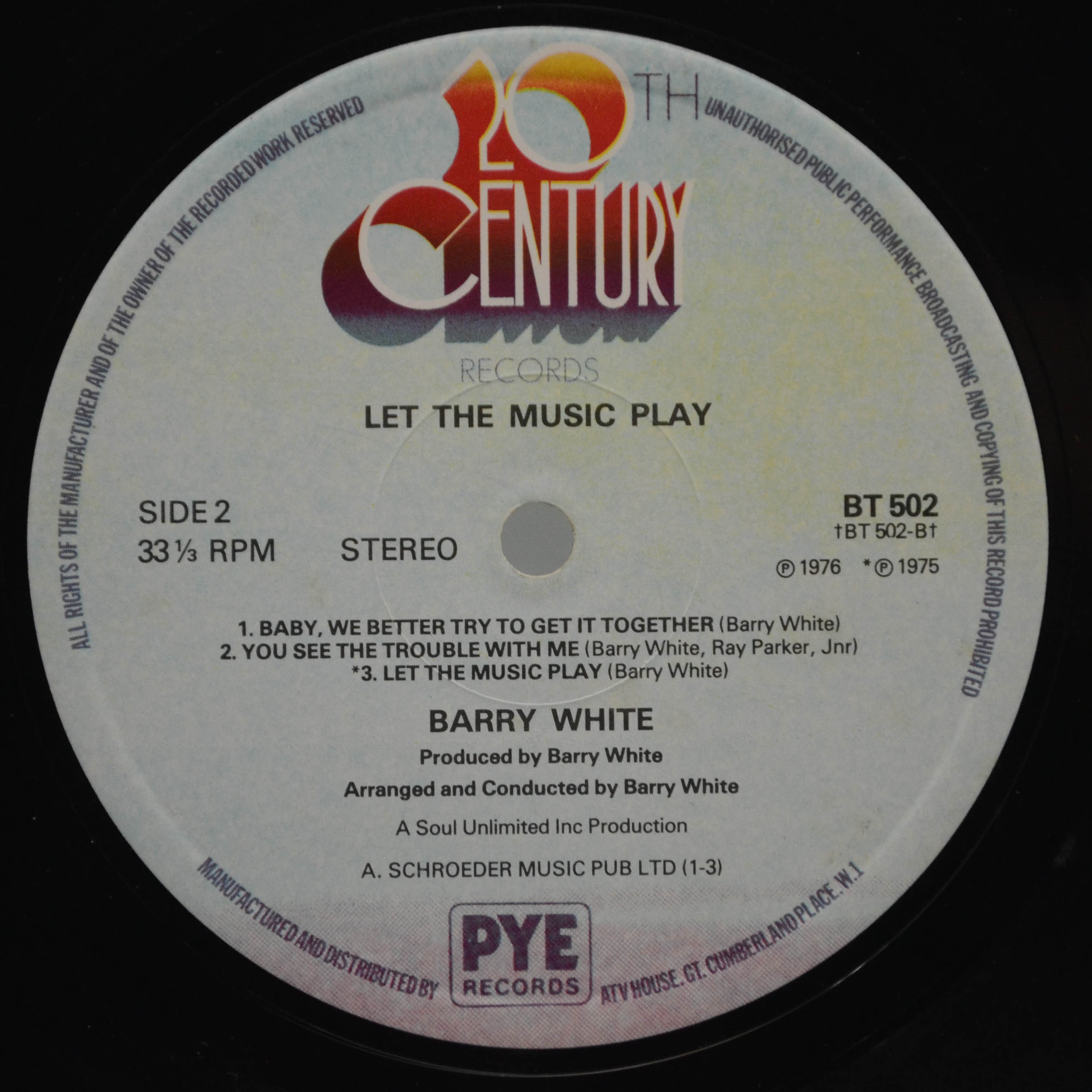 Barry White — Let The Music Play (UK), 1976