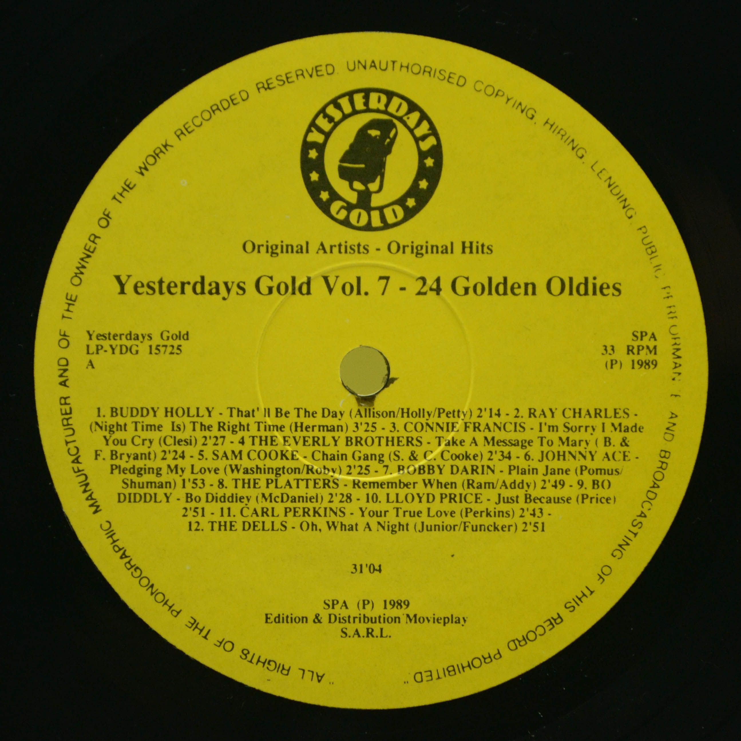 Various — Yesterdays Gold Vol. 7 (24 Golden Oldies), 1989
