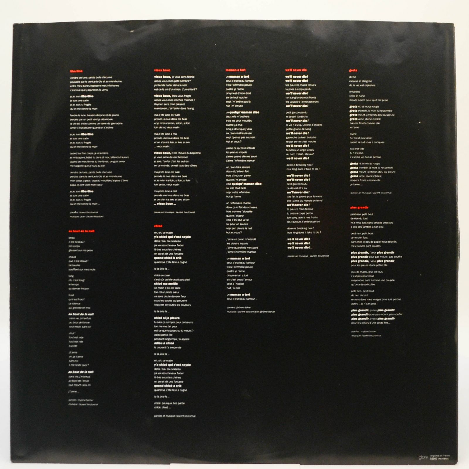 Mylène Farmer — Cendres De Lune (France), 1986