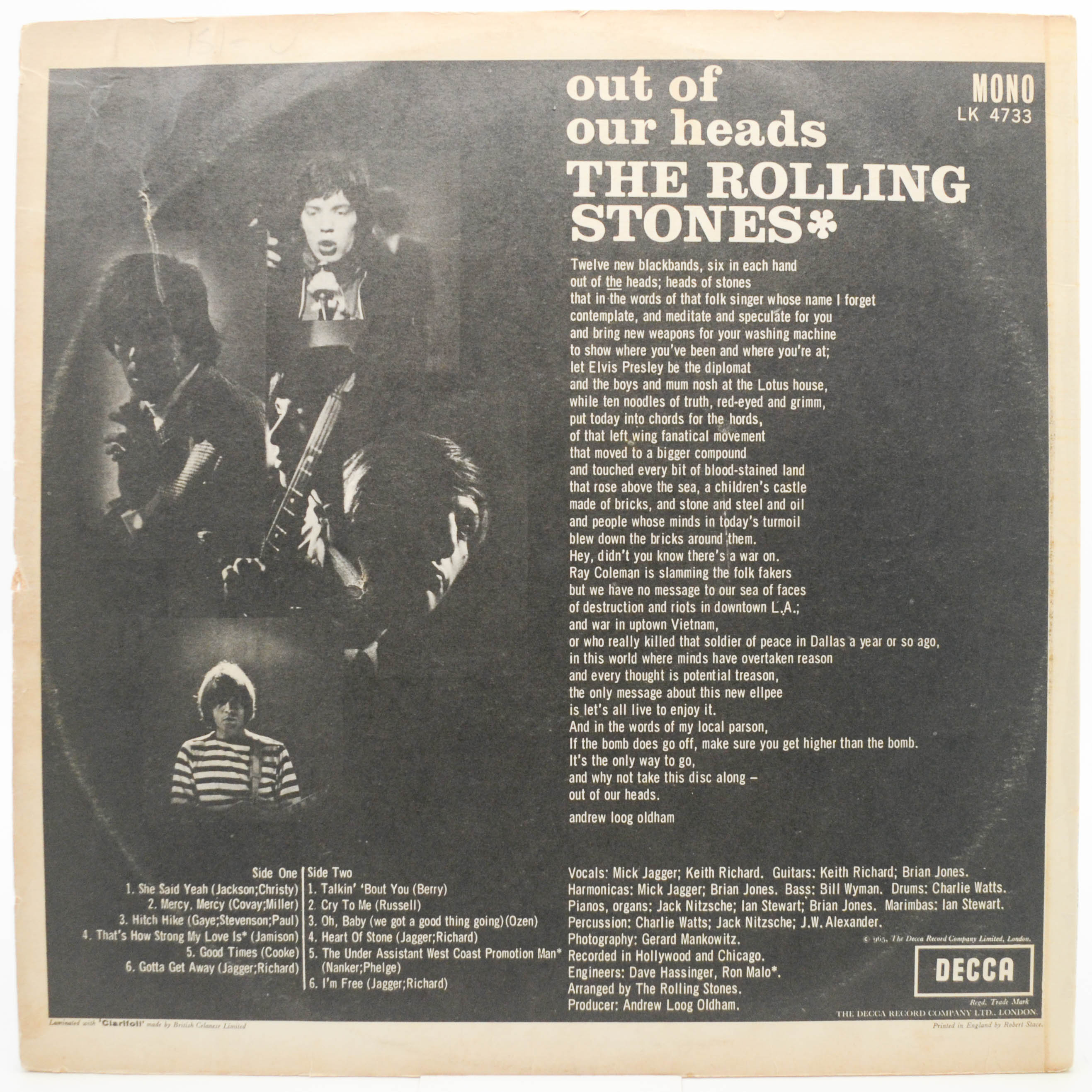Rolling Stones — Out Of Our Heads (1-st, UK), 1965