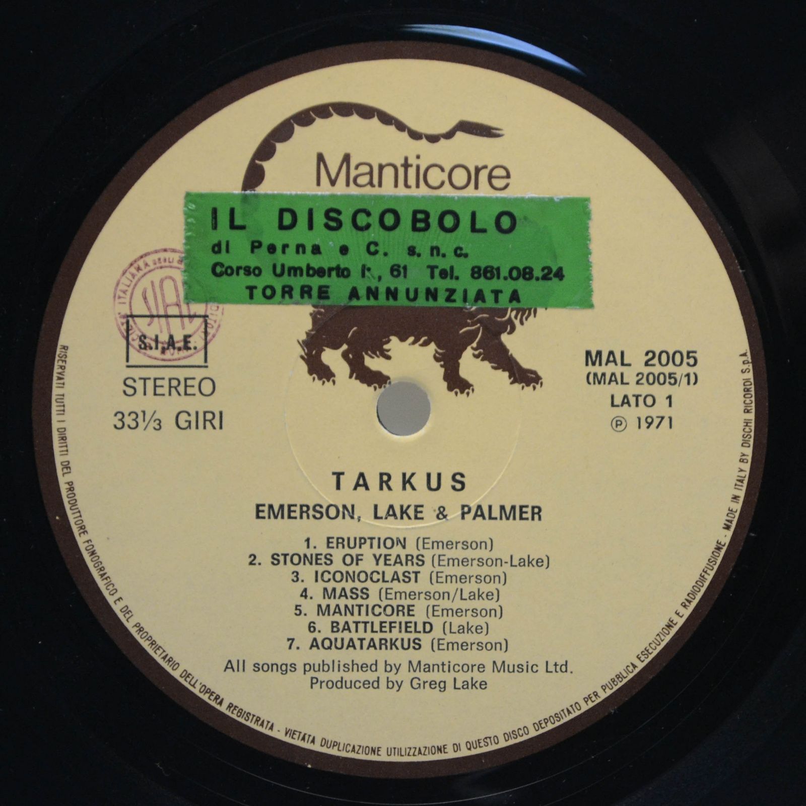 Виниловая пластинка Emerson, Lake & Palmer — Tarkus, 1971