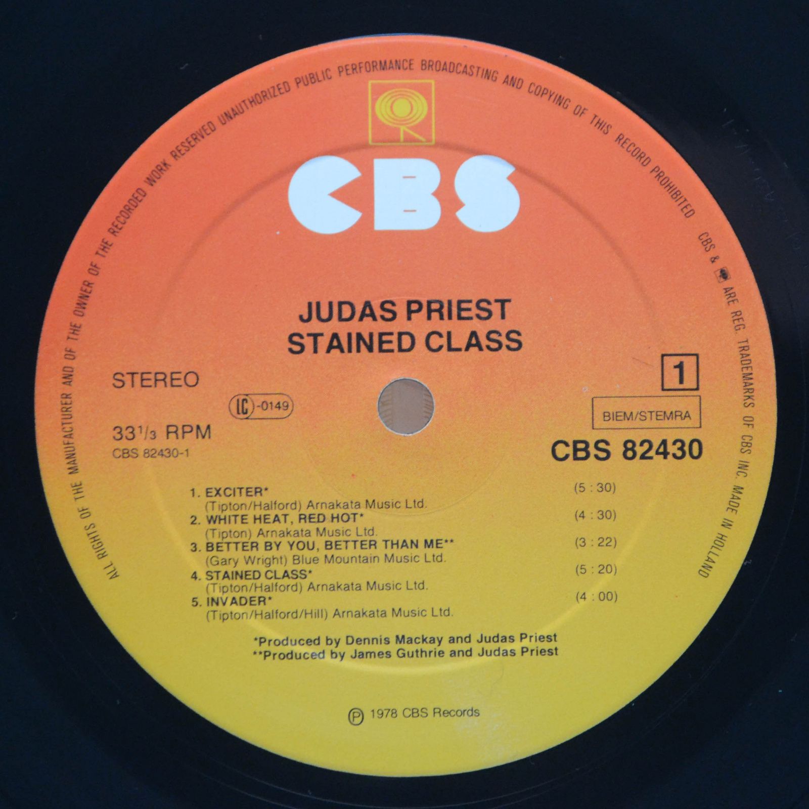 Виниловая пластинка Judas Priest — Stained Class, 1978