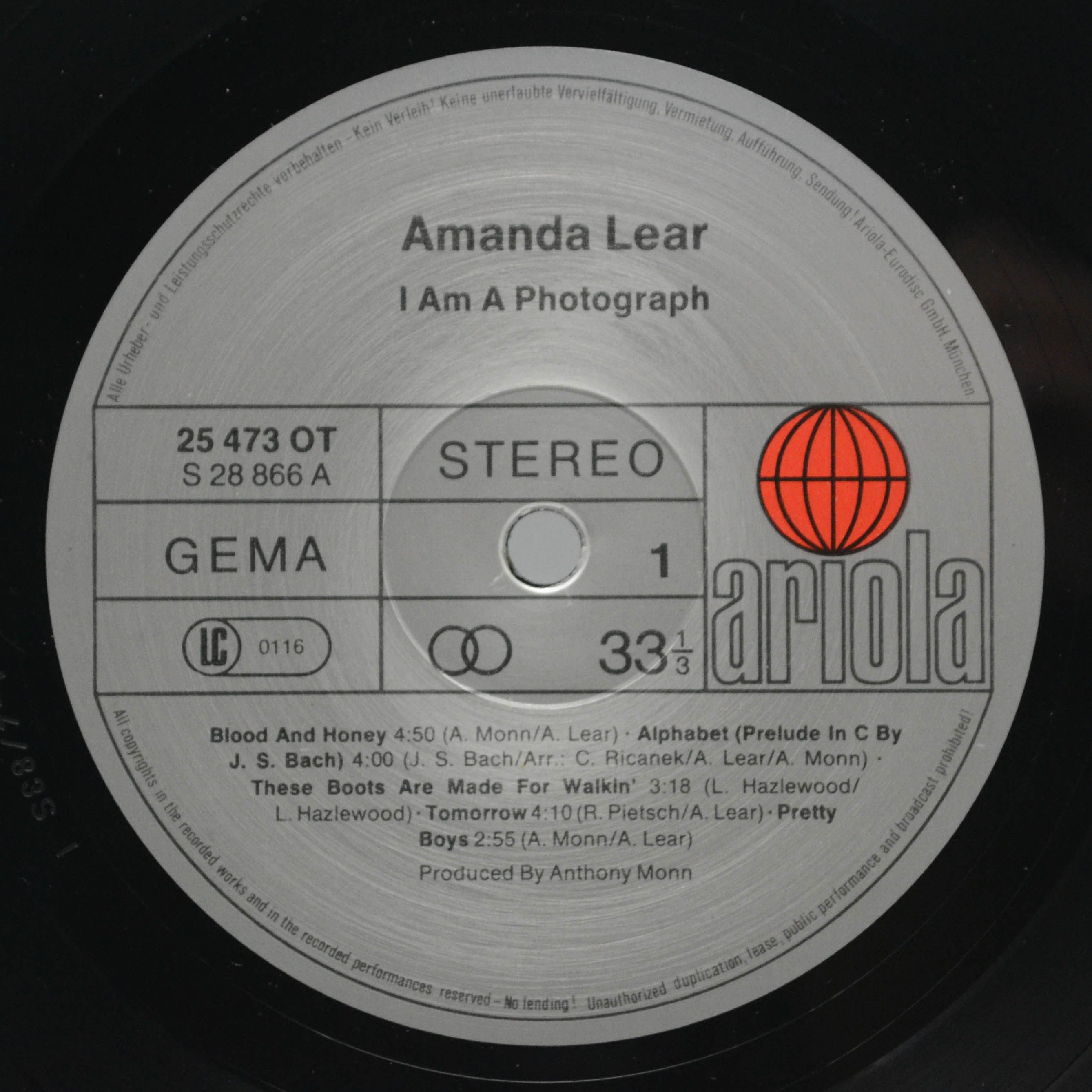 Виниловая пластинка Amanda Lear — I Am A Photograph, 1977