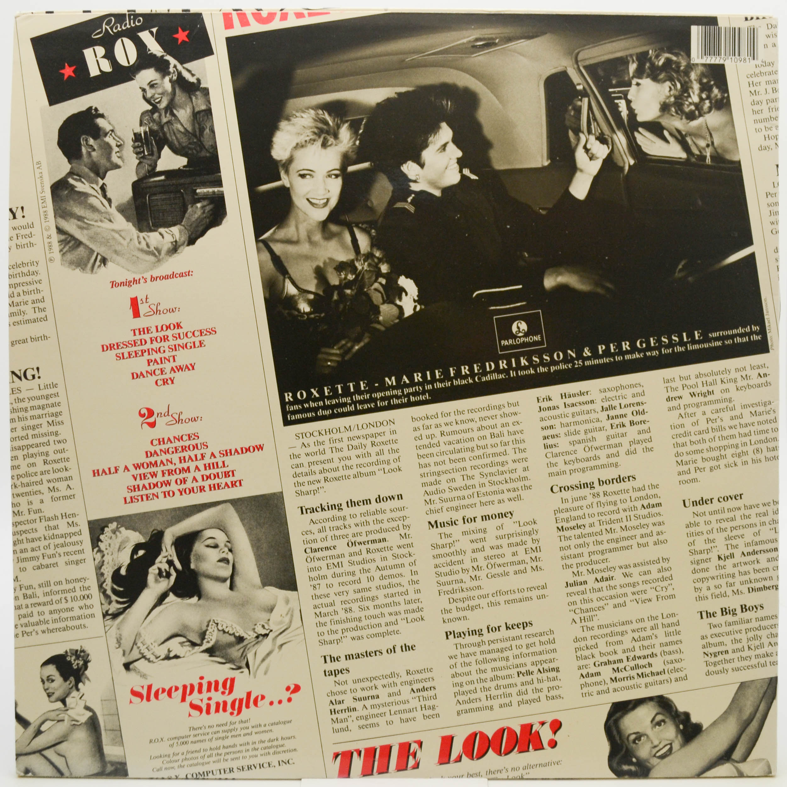Виниловая пластинка Roxette — Look Sharp! (1-st, Sweden), 1988