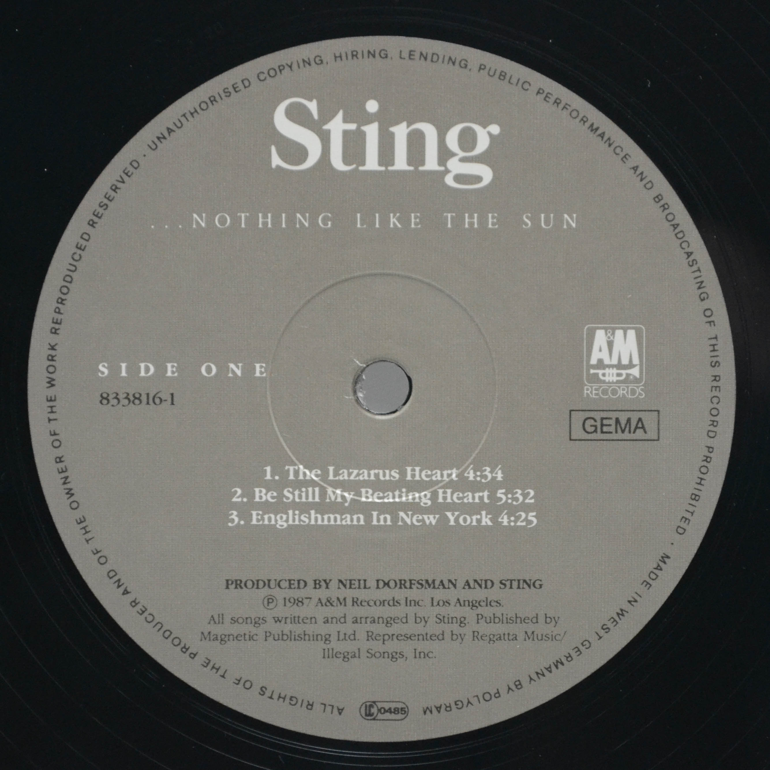 Виниловая пластинка Sting — ...Nothing Like The Sun (2LP), 1987