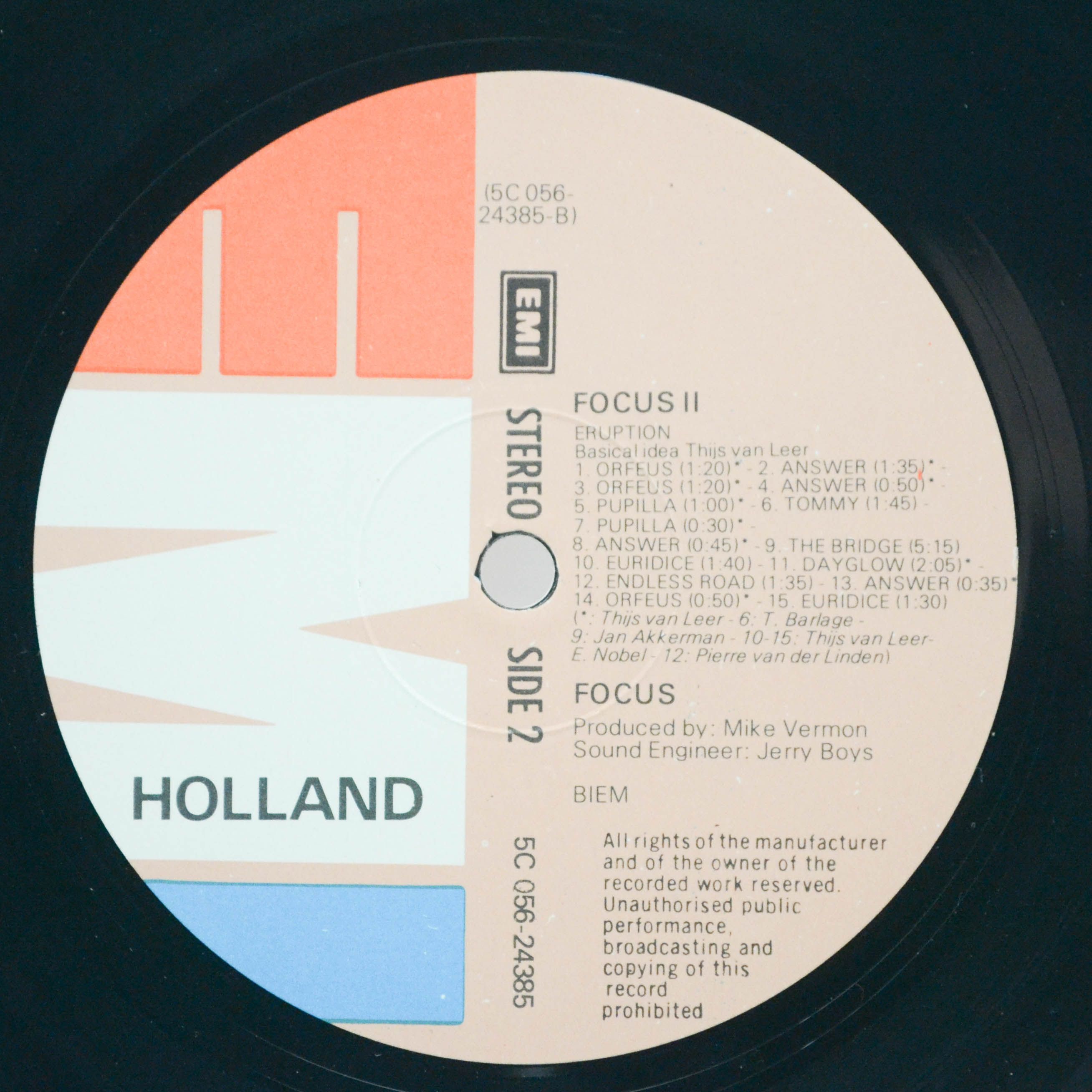 Виниловая пластинка Focus — Focus II (Holland), 1971
