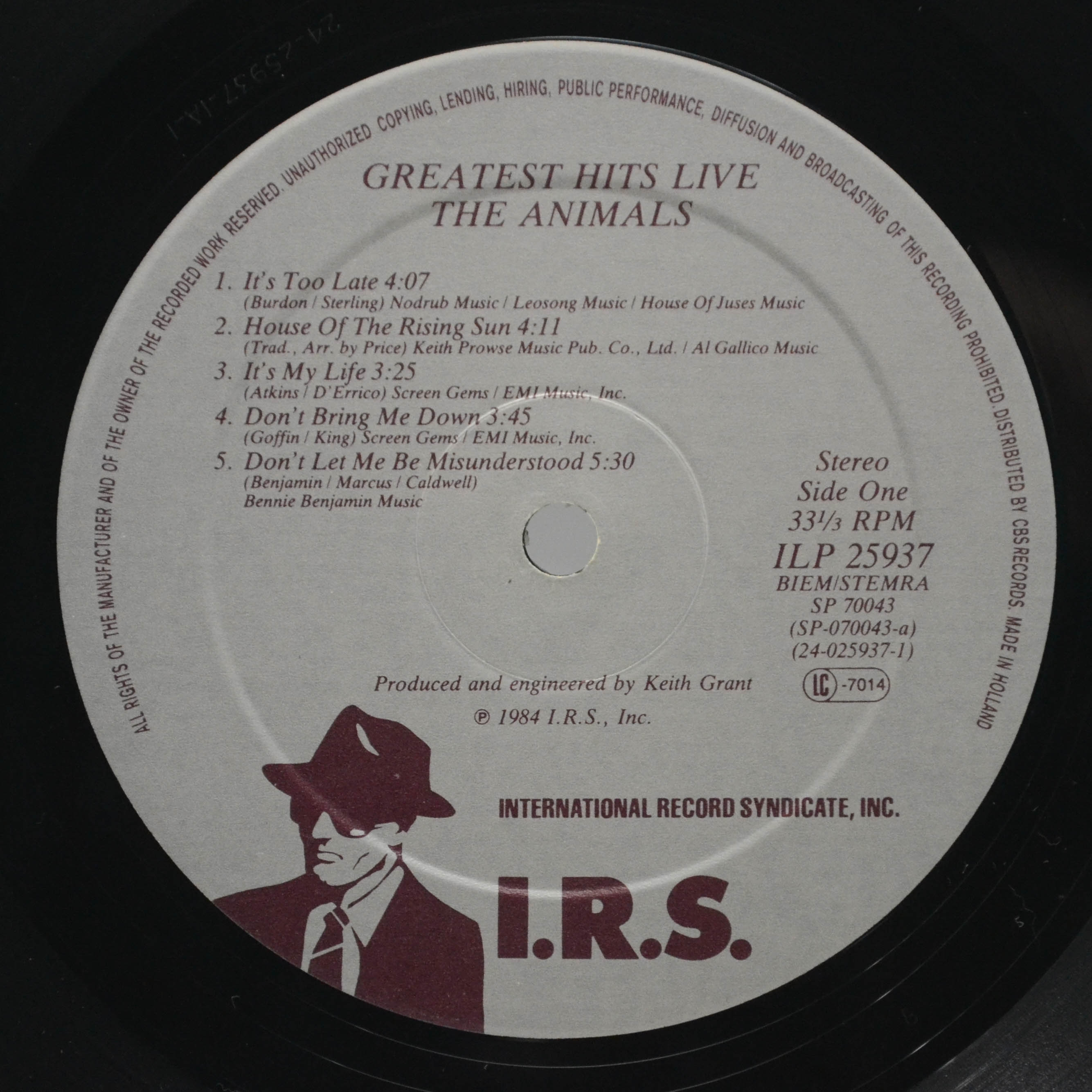 Animals — Greatest Hits Live!, 1984