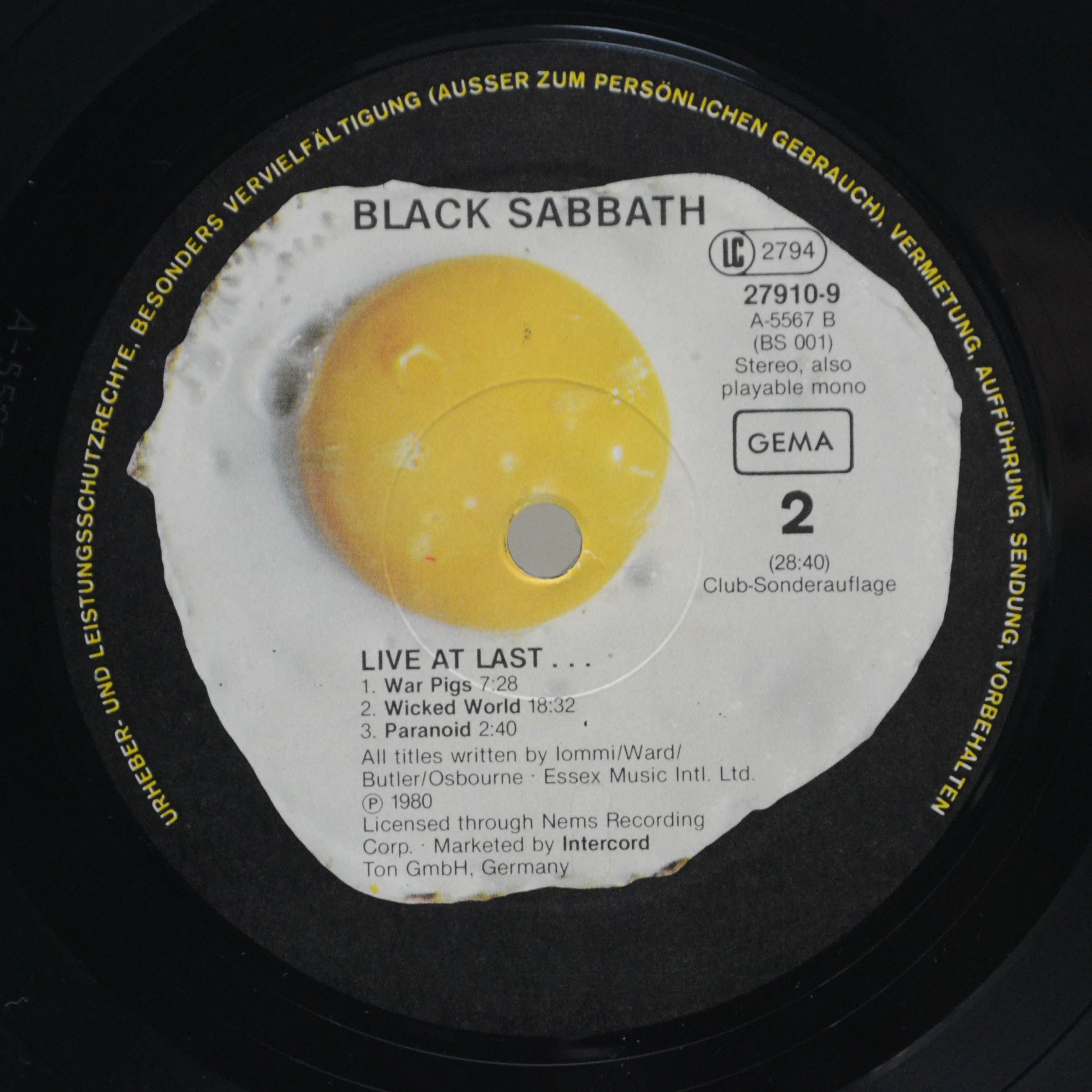 Black Sabbath — Live At Last, 1980