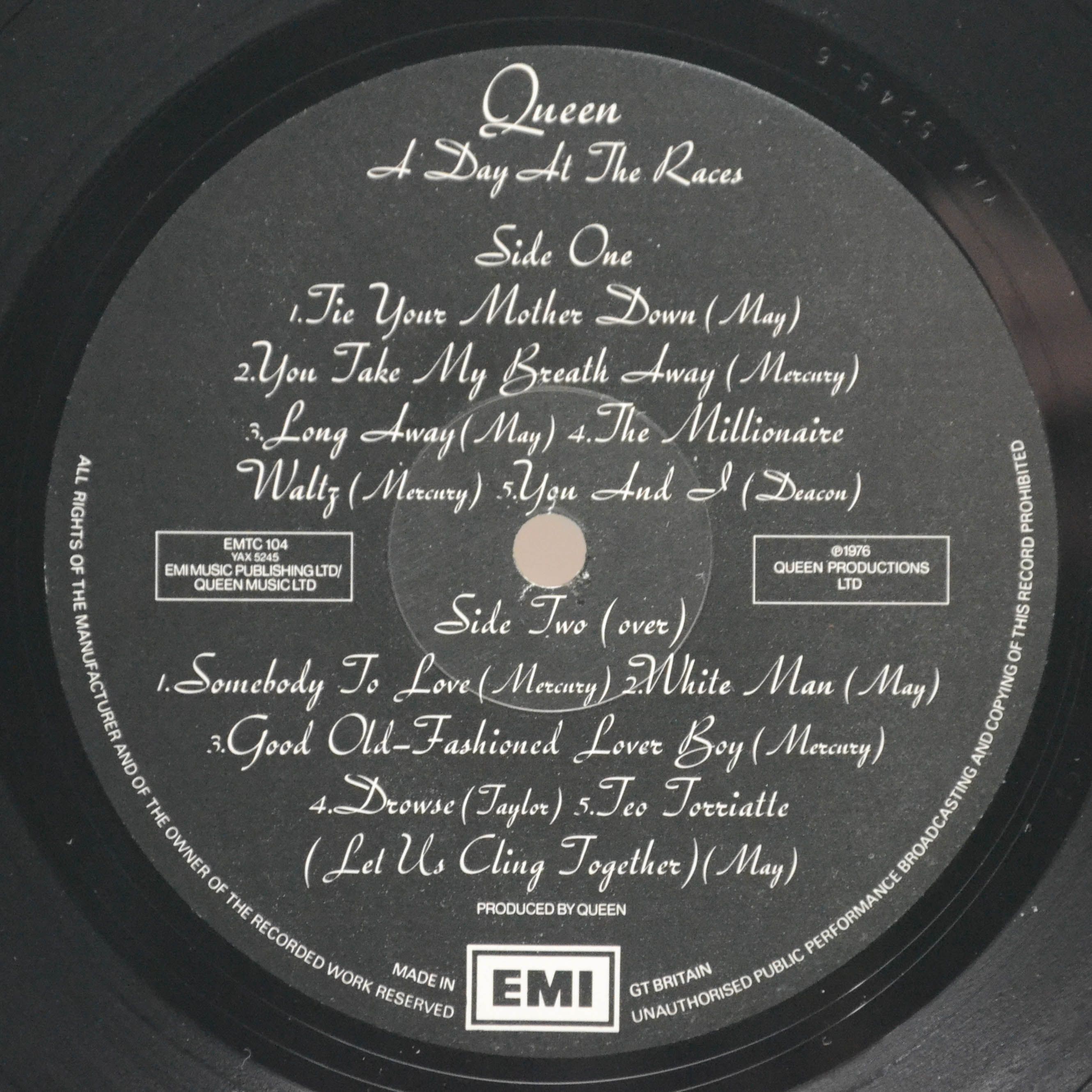 Queen — A Day At The Races (UK), 1976