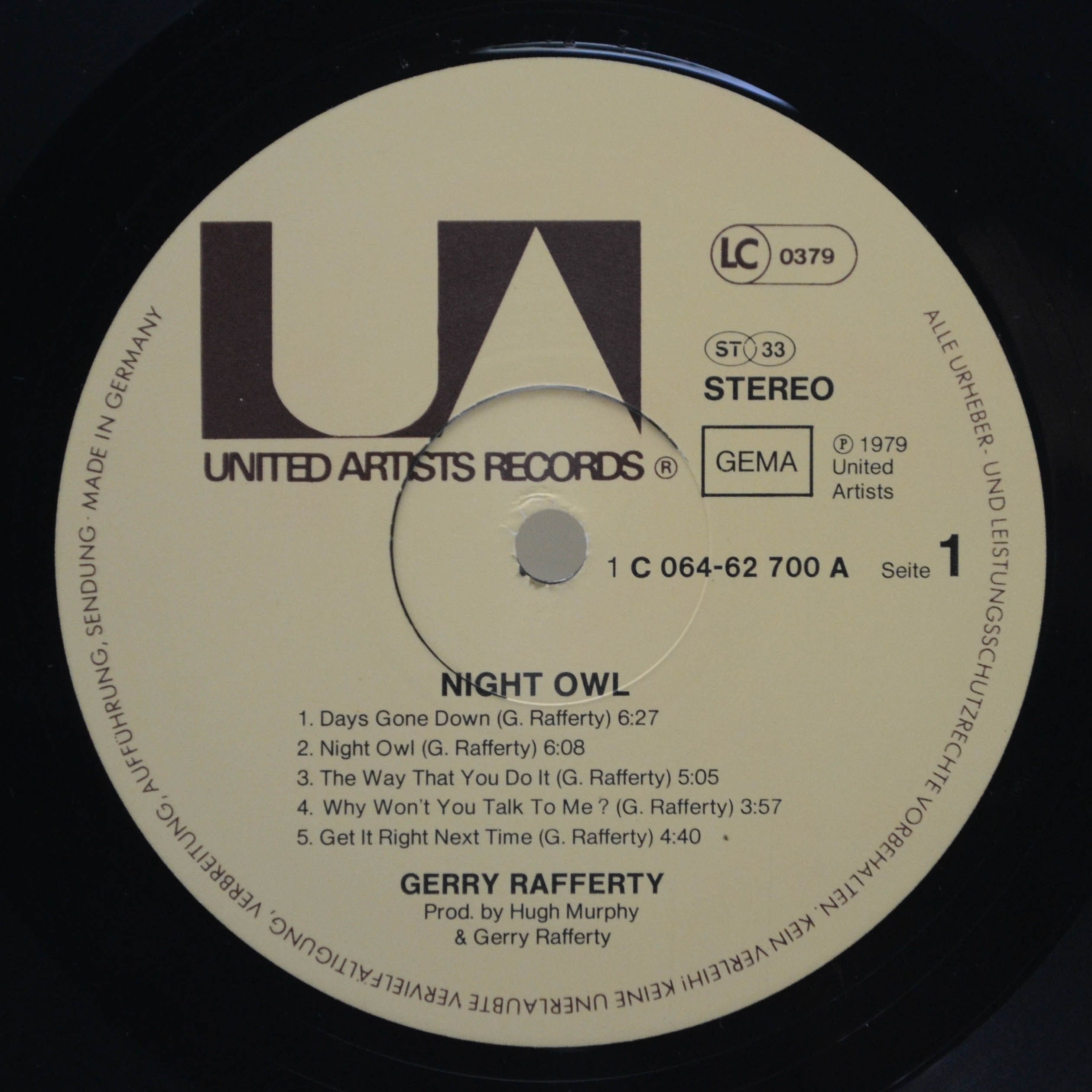 Виниловая пластинка Gerry Rafferty — Night Owl, 1979