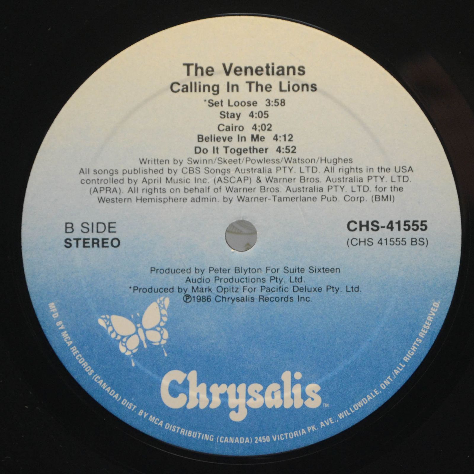 Виниловая пластинка Venetians — Calling In The Lions, 1986