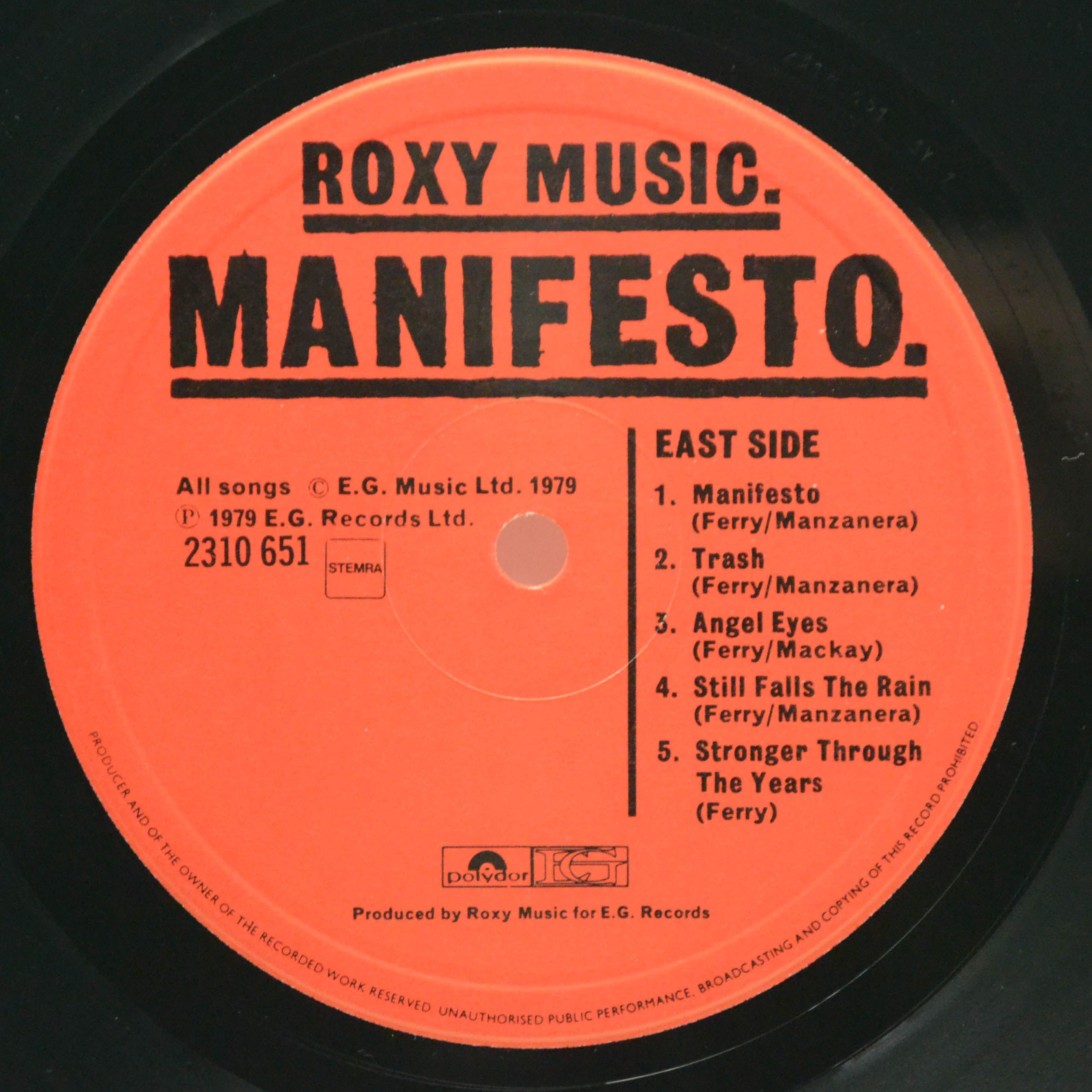 Виниловая пластинка Roxy Music — Manifesto, 1979