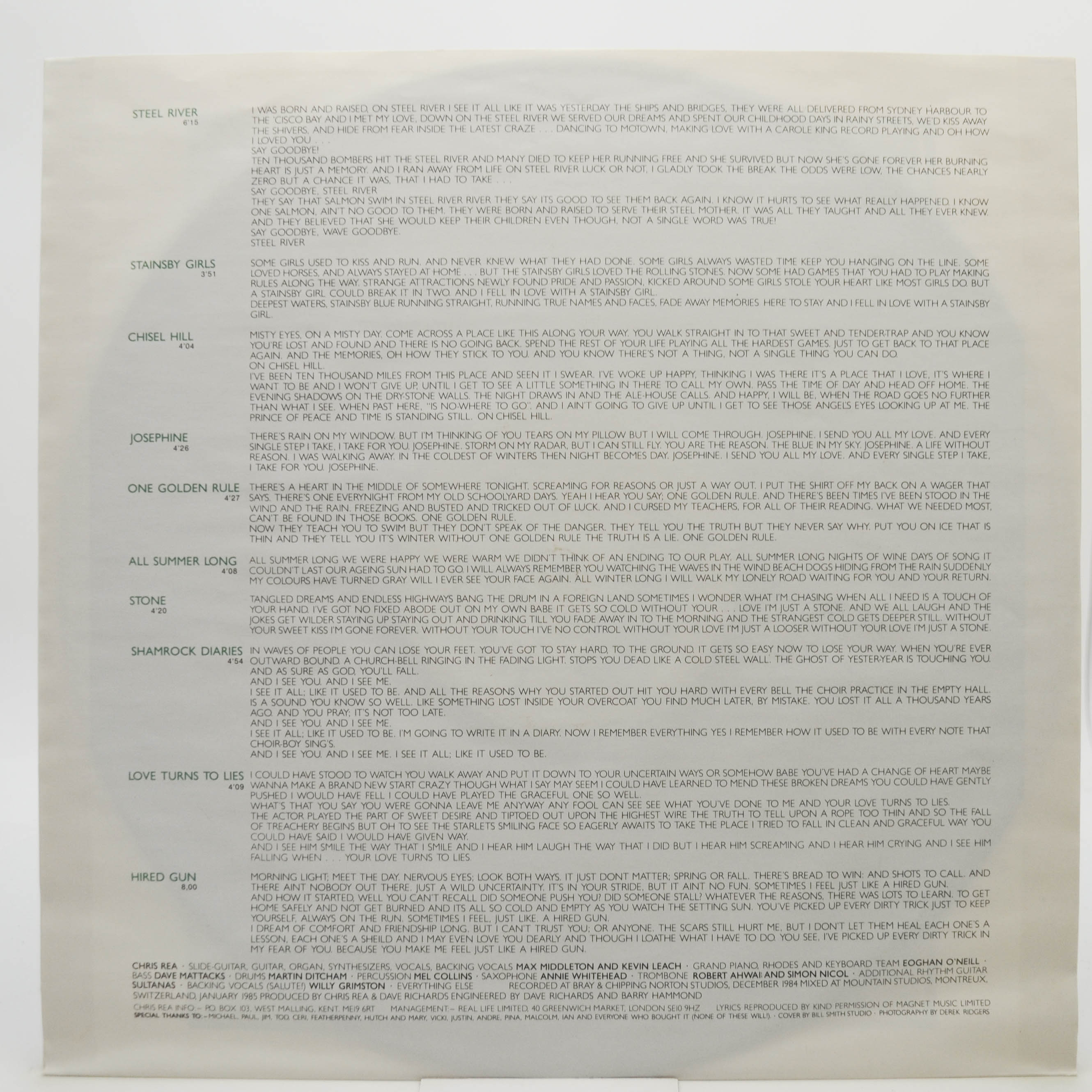 Chris Rea — Shamrock Diaries, 1985