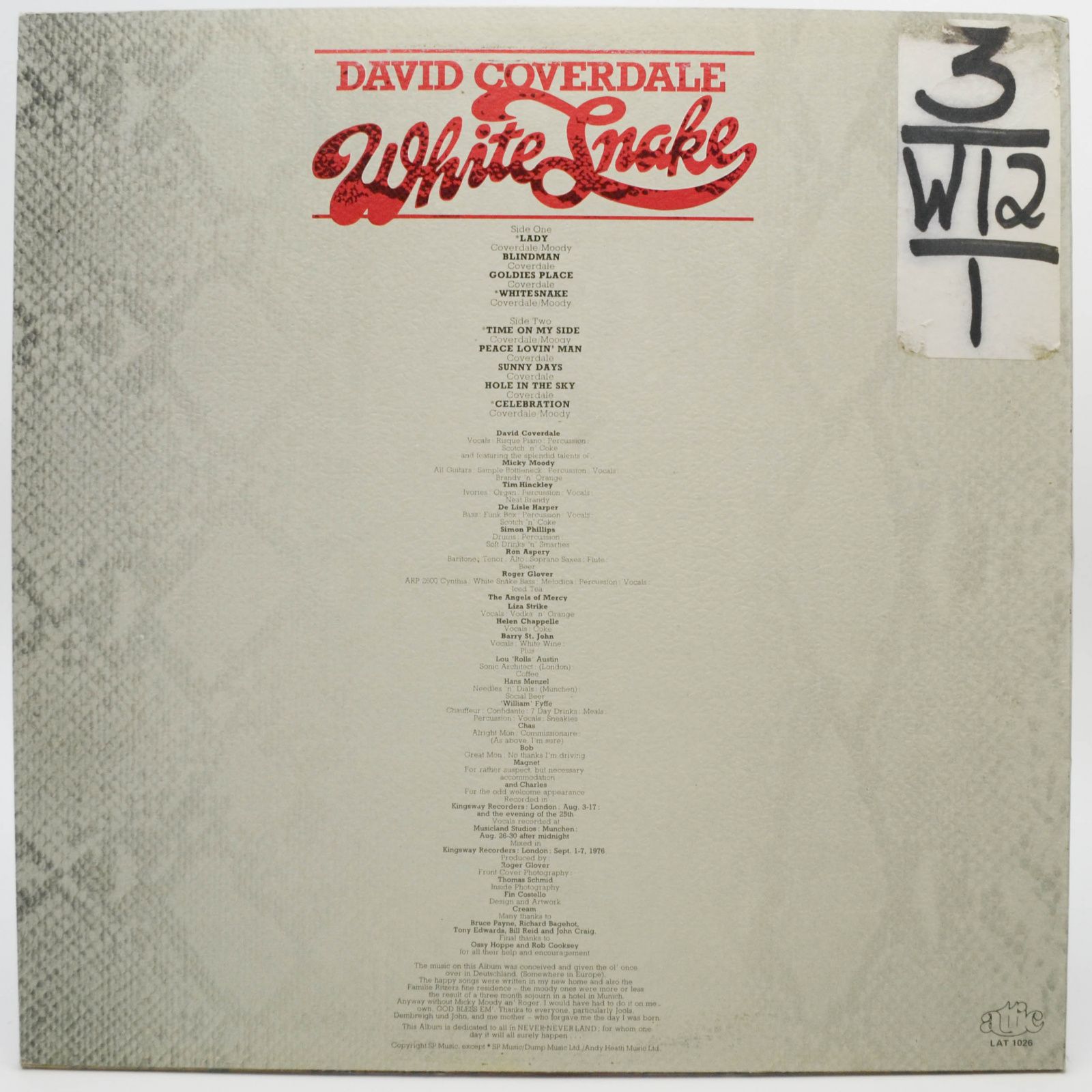 Виниловая пластинка David Coverdale — White Snake, 1977