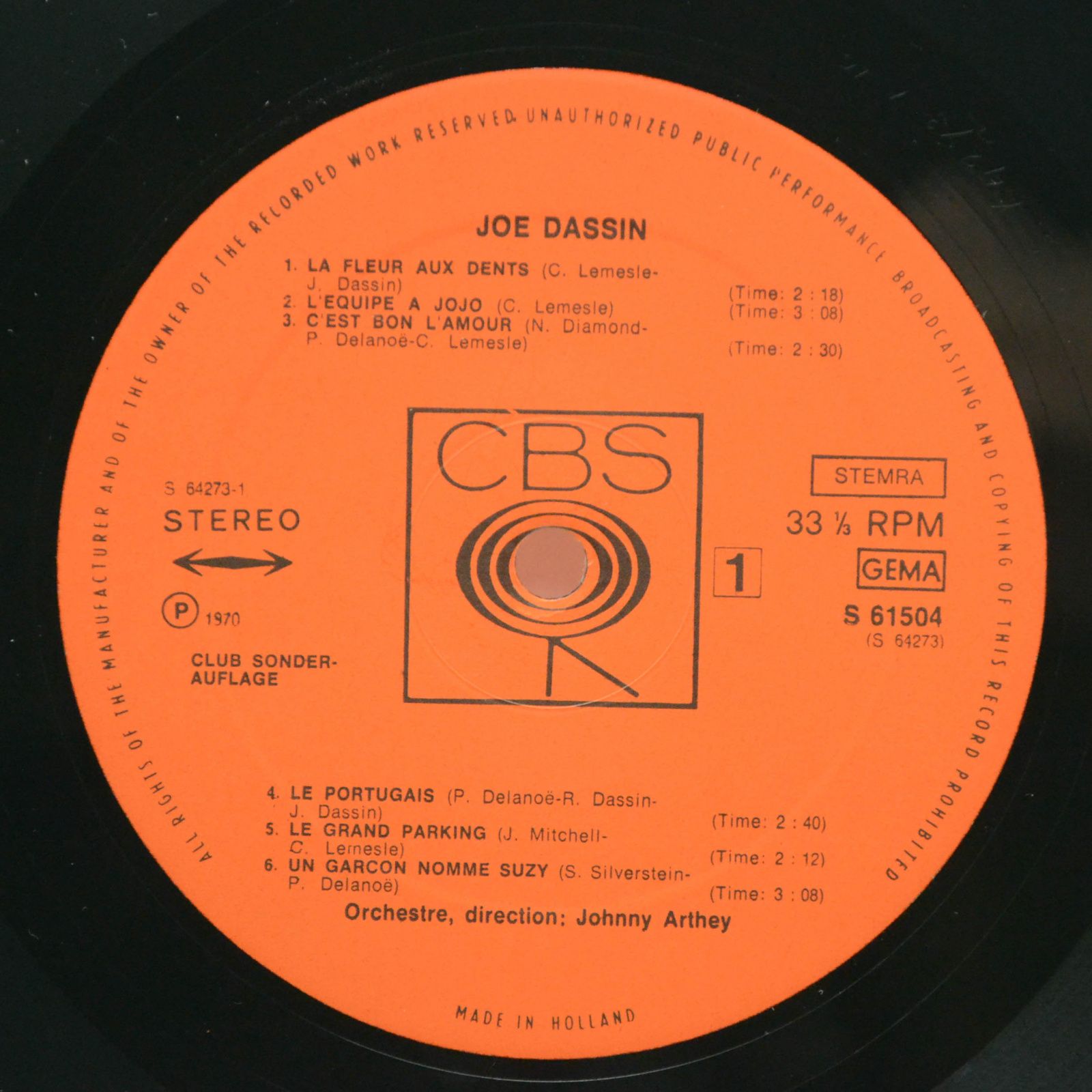 Виниловая пластинка Joe Dassin — Joe Dassin, 1970