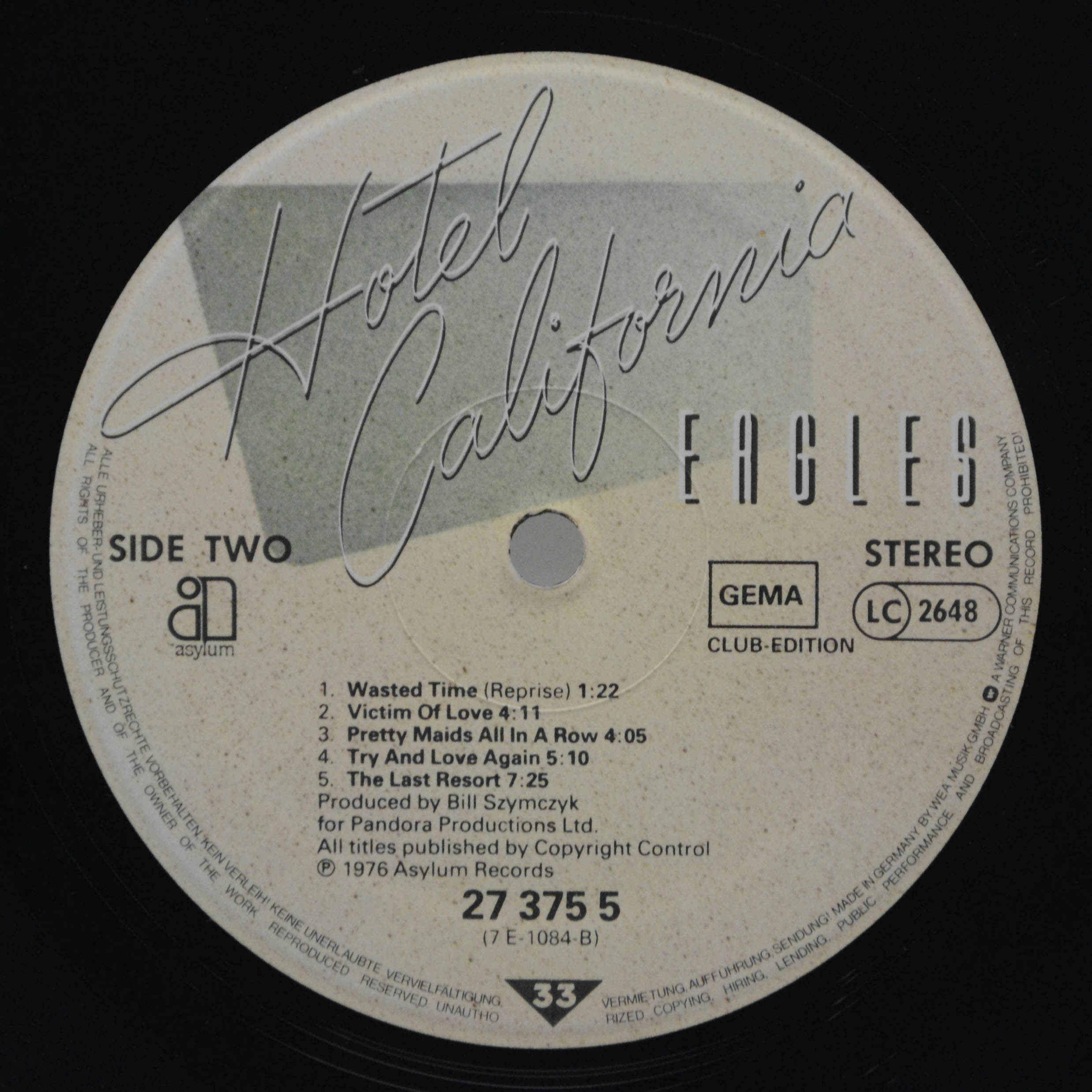 Виниловая пластинка Eagles — Hotel California, 1976