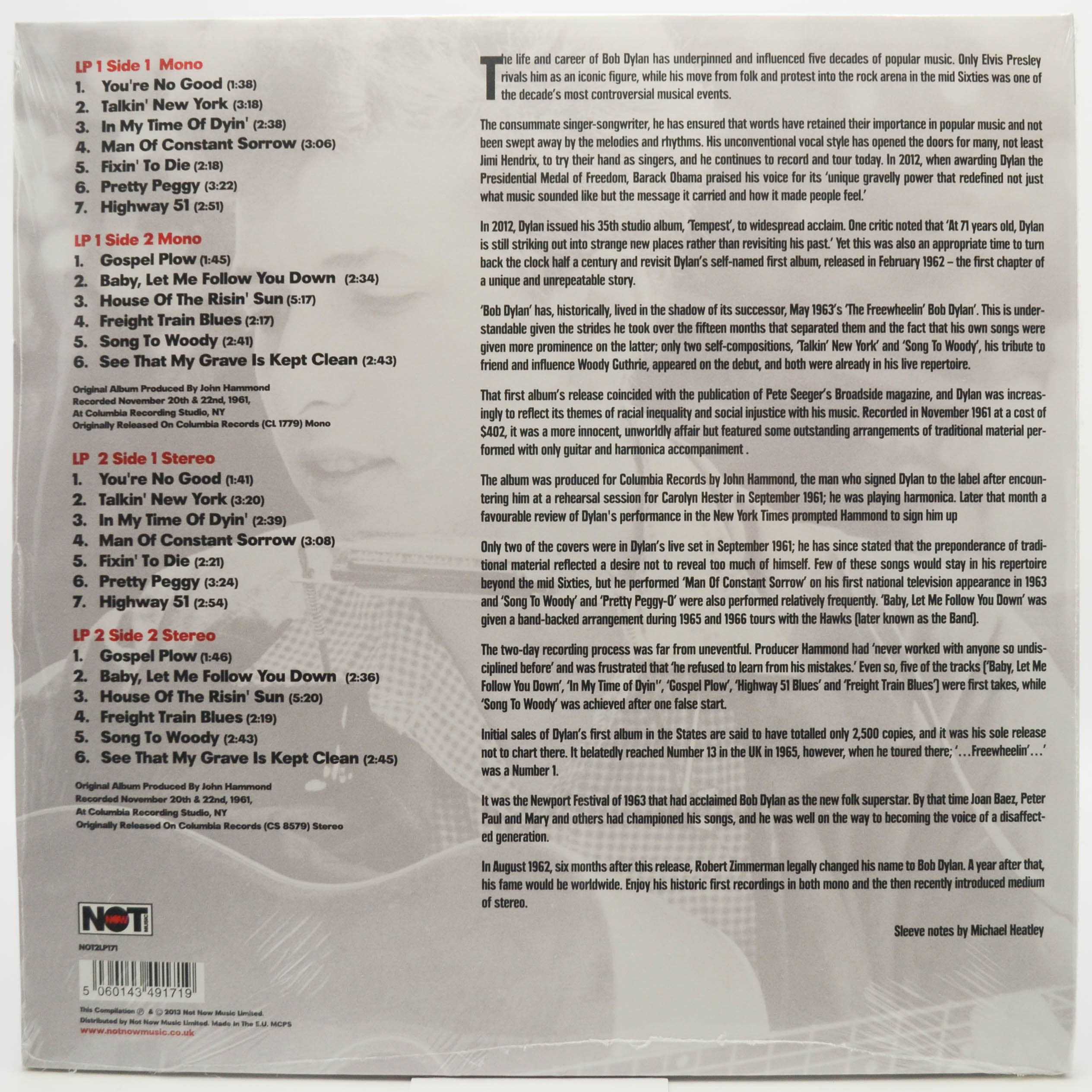 Bob Dylan — Bob Dylan (2LP), 1962