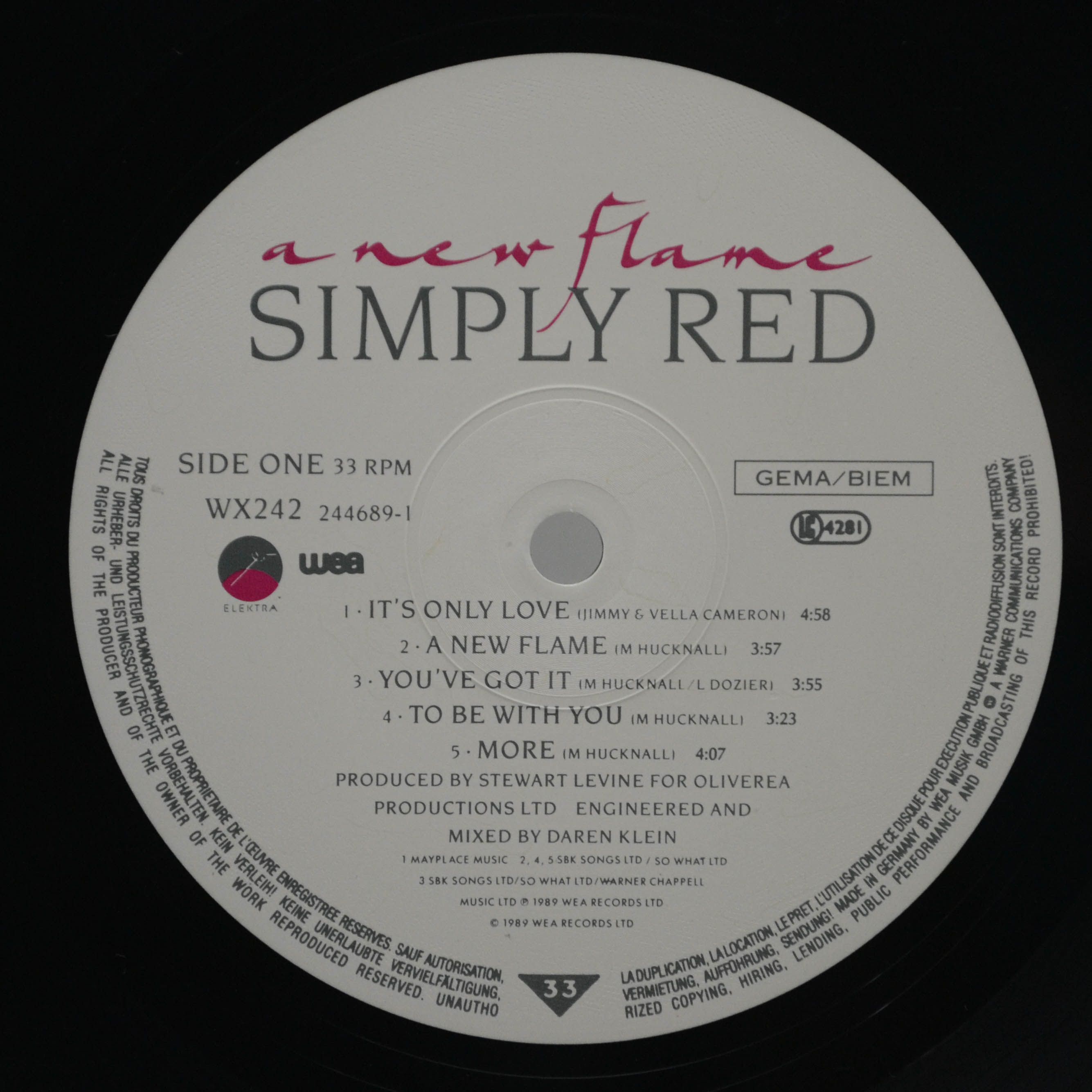 Виниловая пластинка Simply Red — A New Flame, 1989