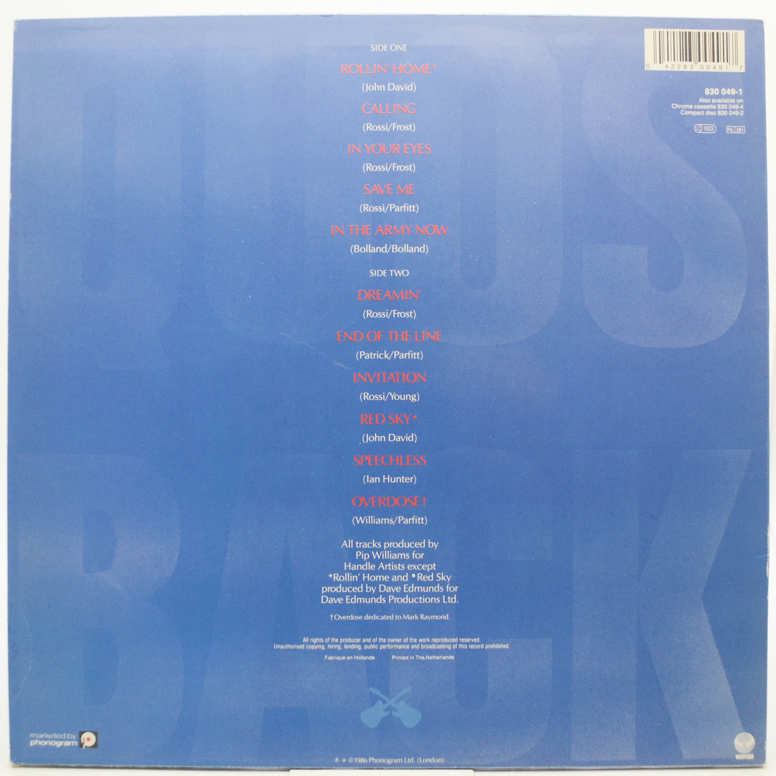 Виниловая пластинка Status Quo — In The Army Now, 1986