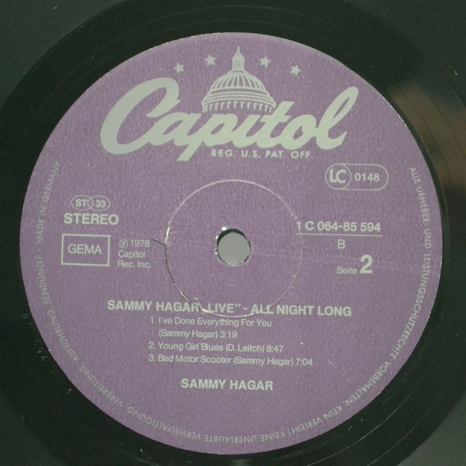 Виниловая пластинка Sammy Hagar — All Night Long, 1978