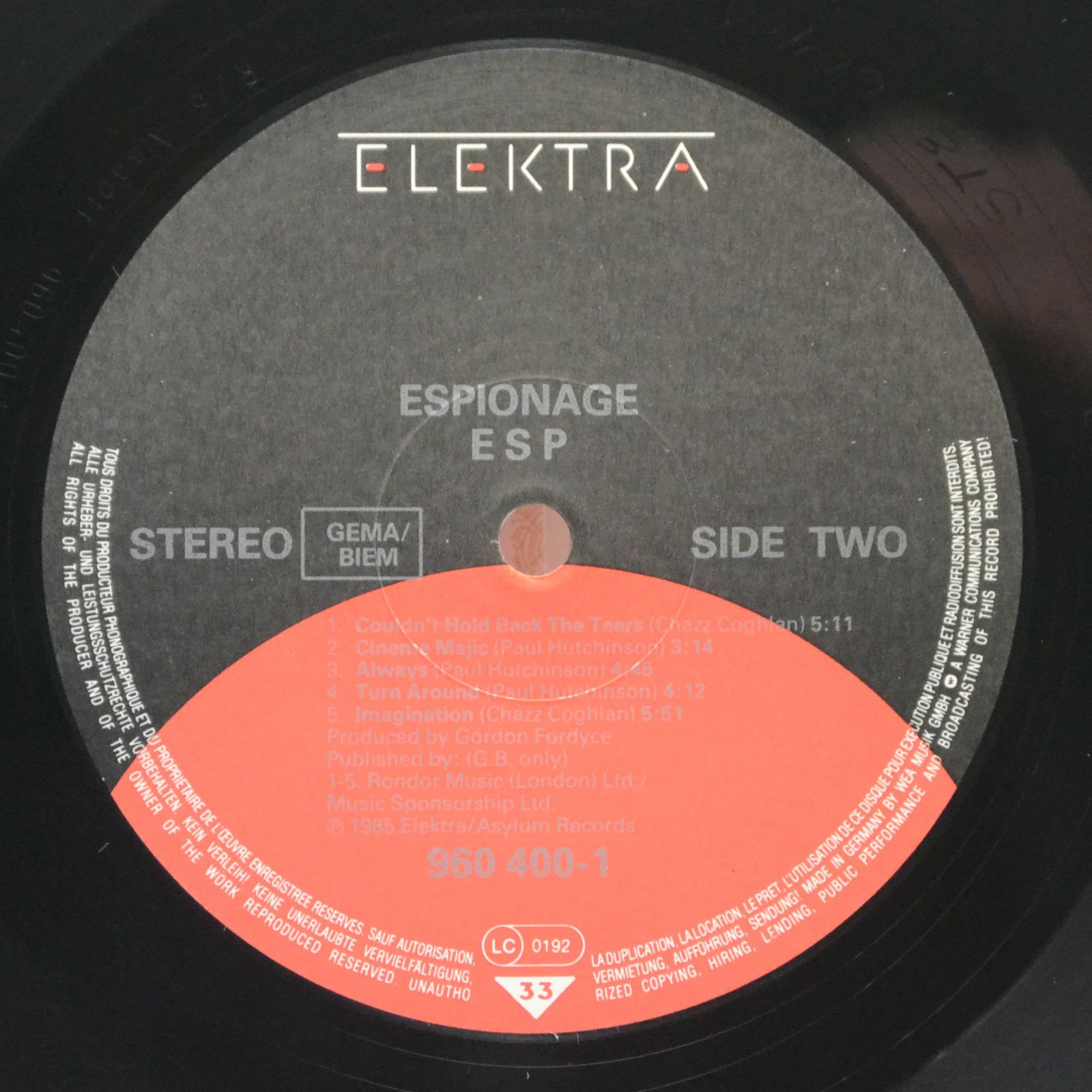 Виниловая пластинка Espionage — E S P, 1985