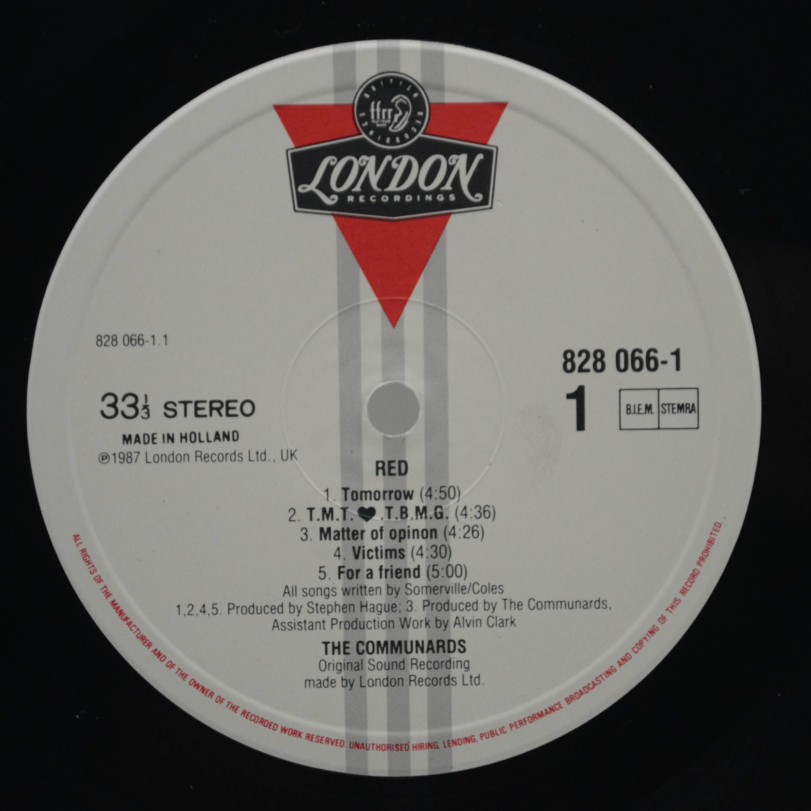 Виниловая пластинка Communards — Red, 1987