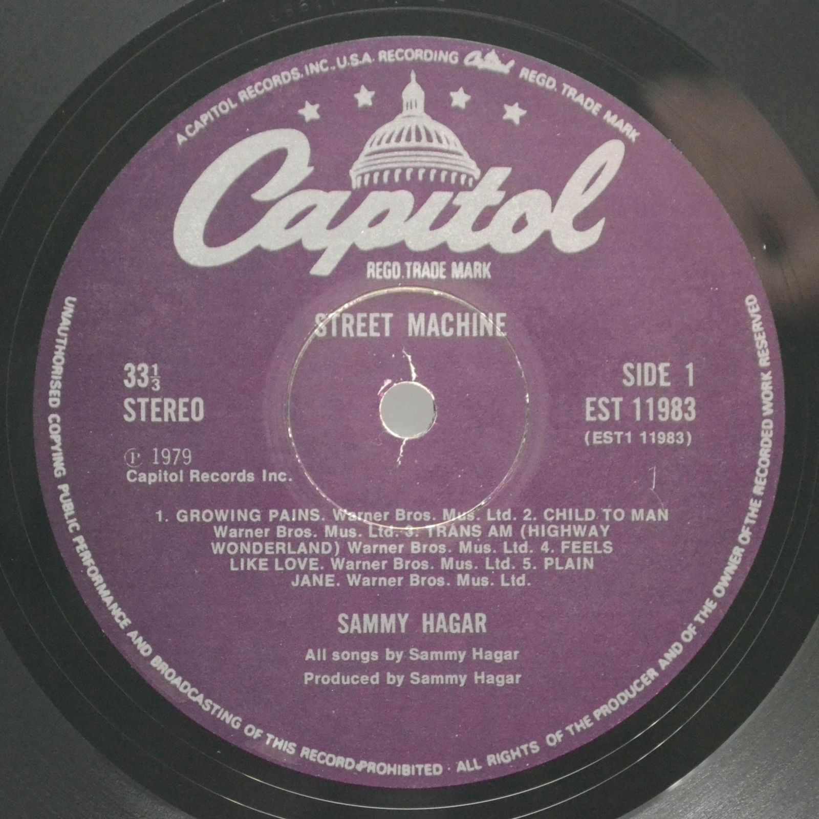 Виниловая пластинка Sammy Hagar — Street Machine (UK), 1979