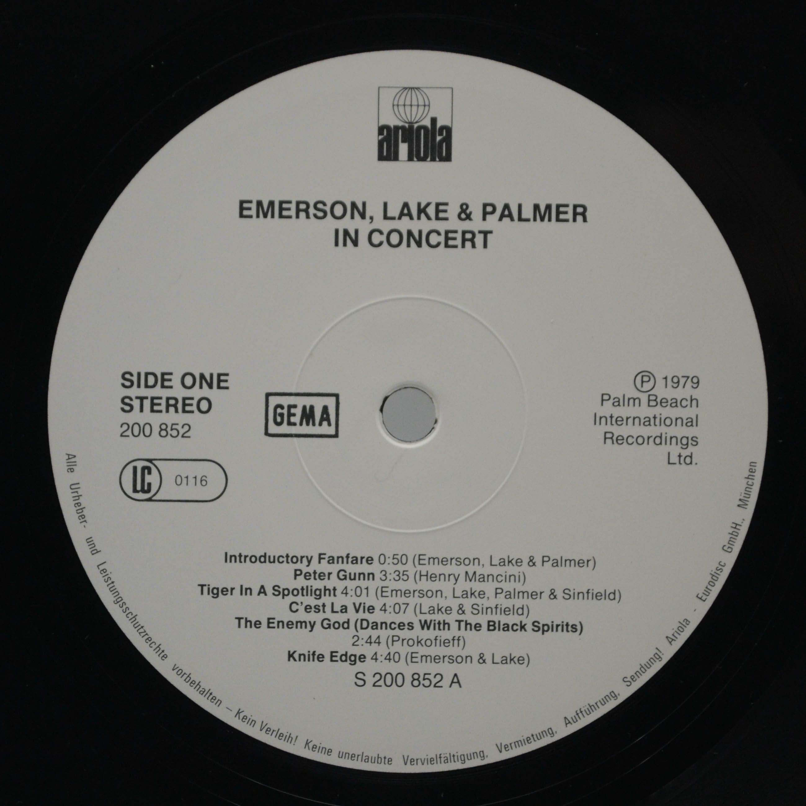 Виниловая пластинка Emerson, Lake & Palmer — In Concert, 1979