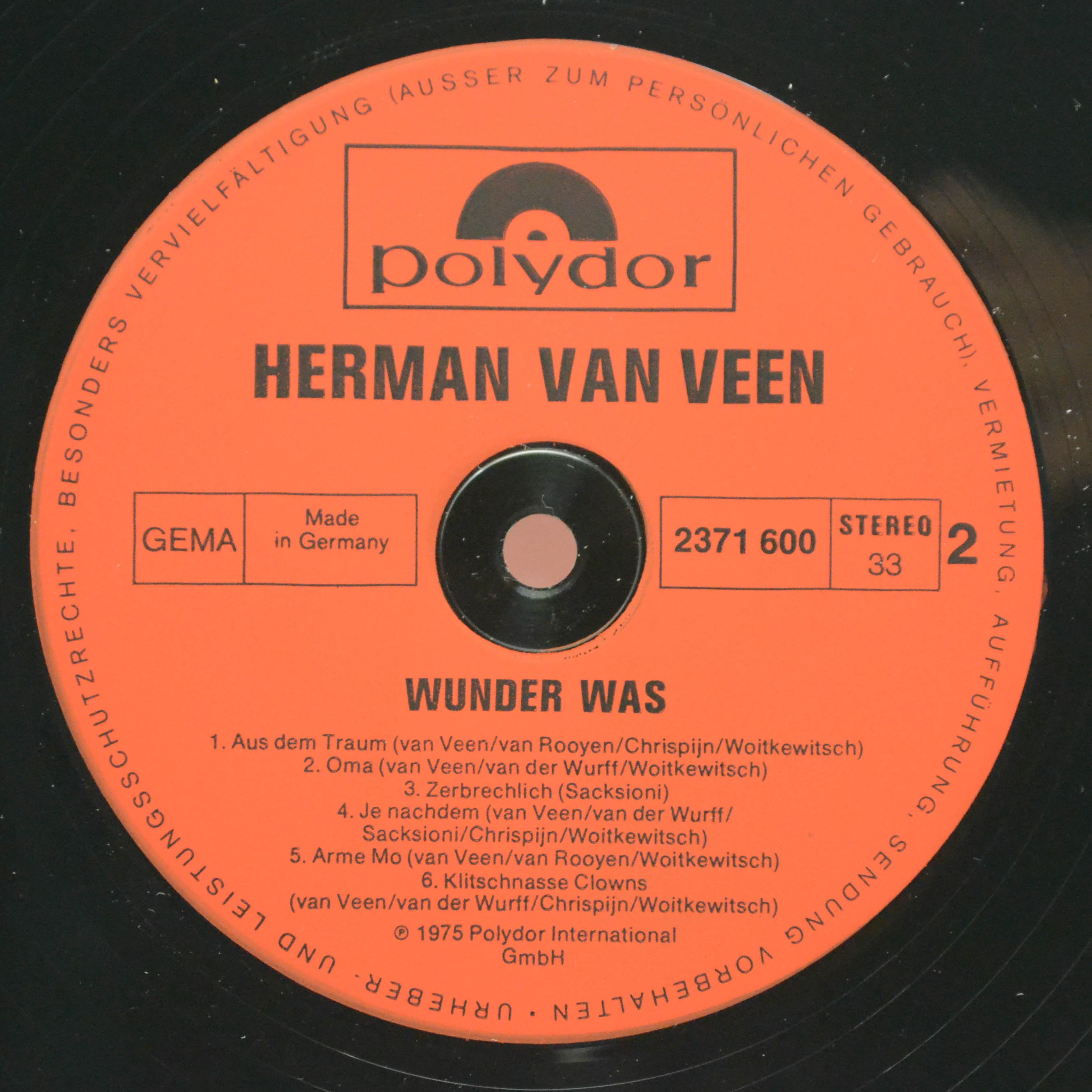 Виниловая пластинка Herman Van Veen — Wunder Was, 1975