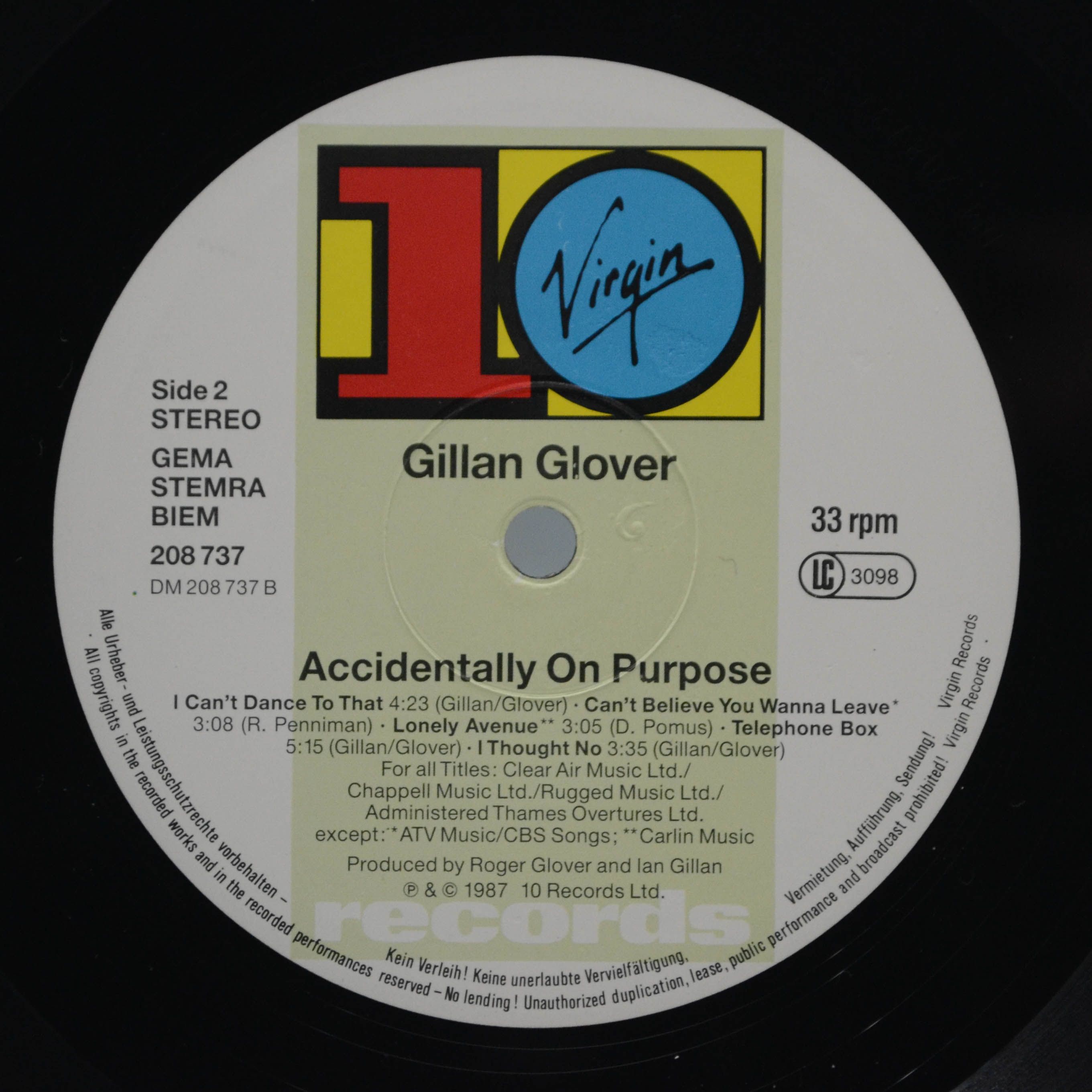 Gillan & Glover — Accidentally On Purpose, 1988