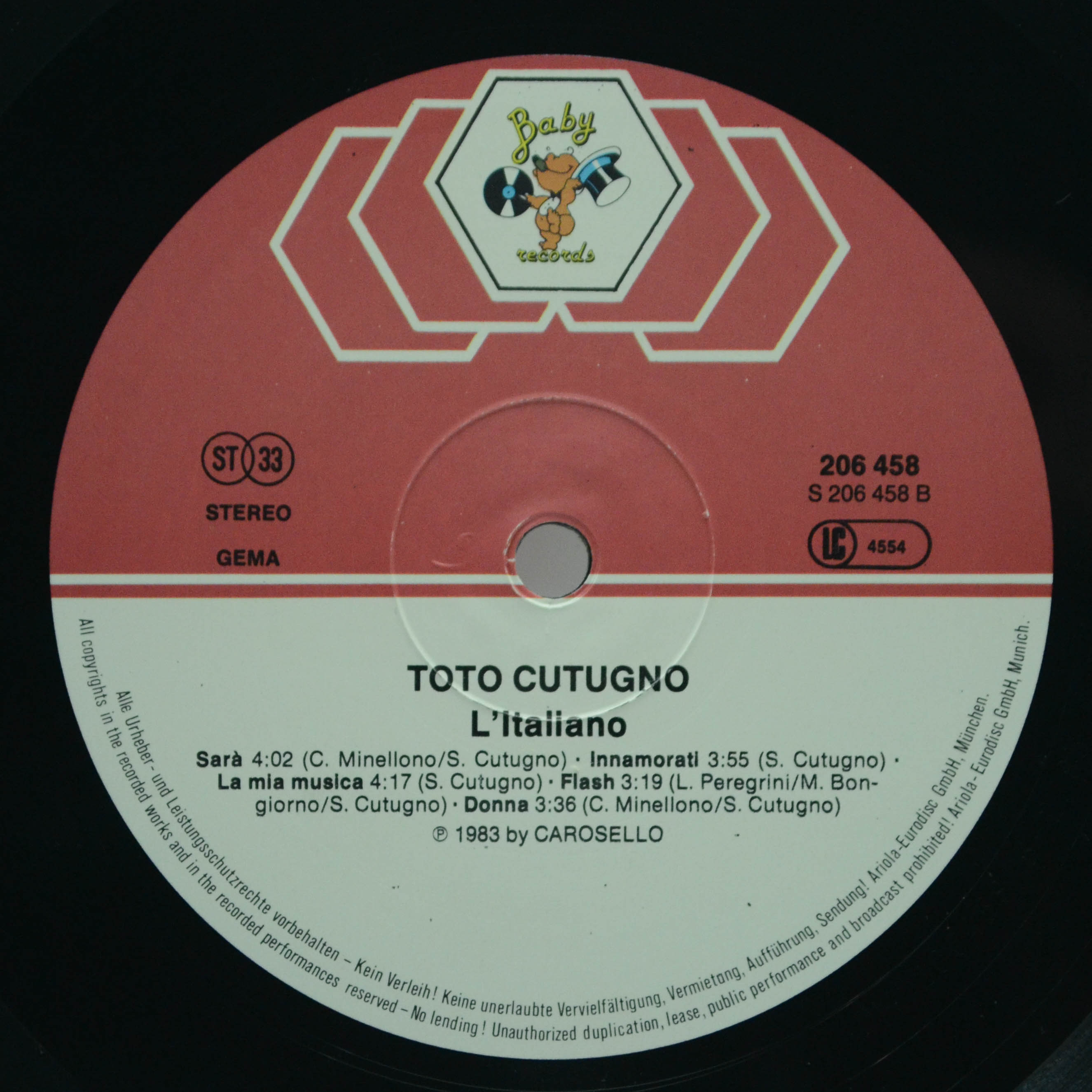 Виниловая пластинка Toto Cutugno — L'Italiano, 1984