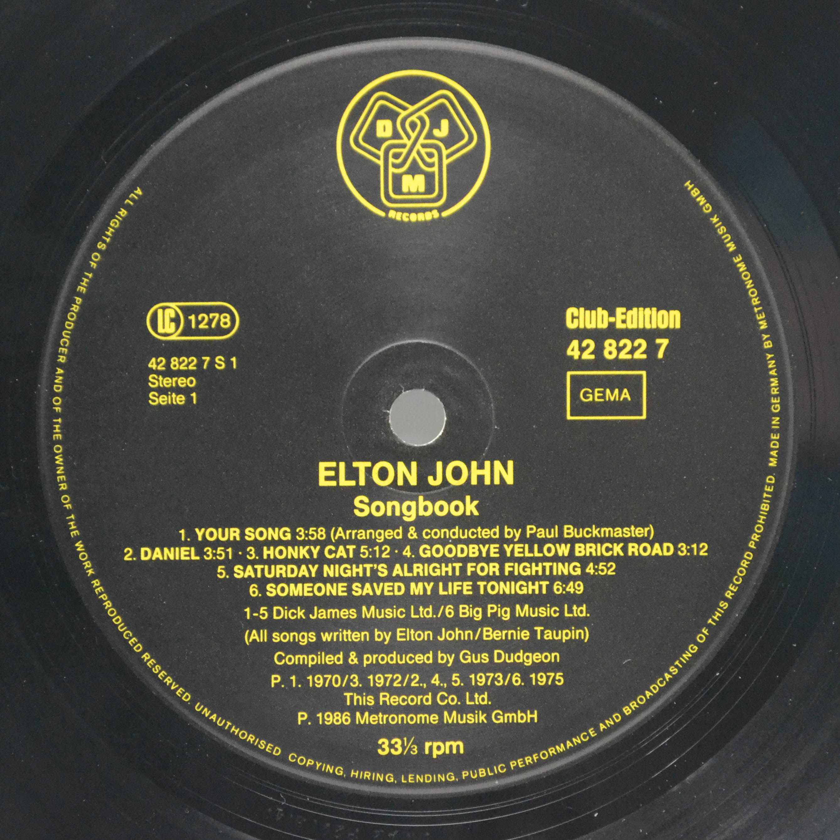 Elton John — Songbook, 1986