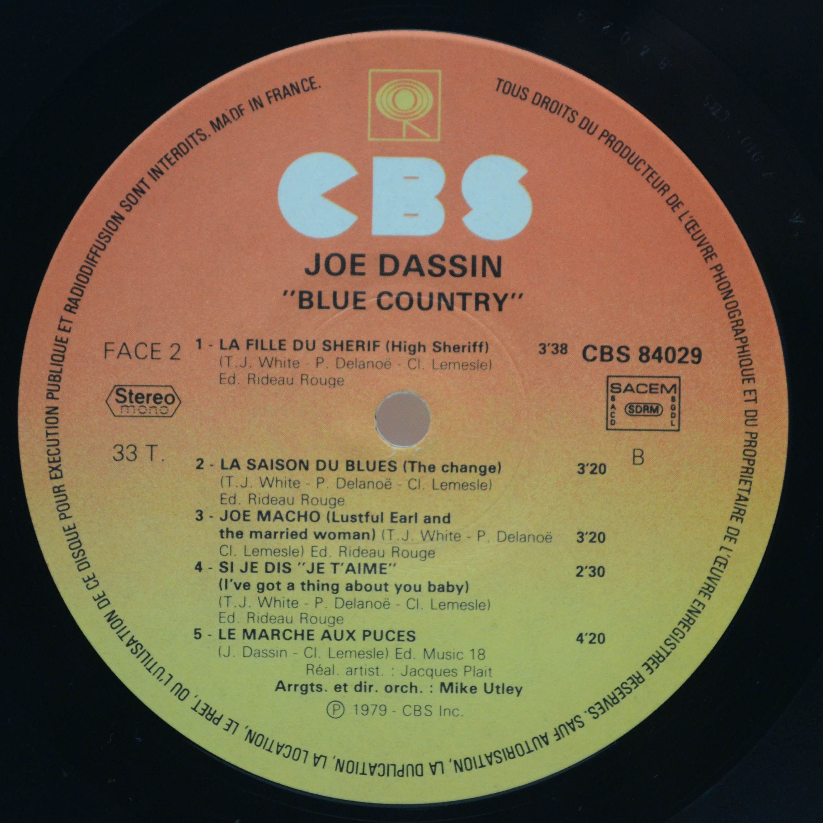 Виниловая пластинка Joe Dassin — Blue Country (1-st, France), 1979