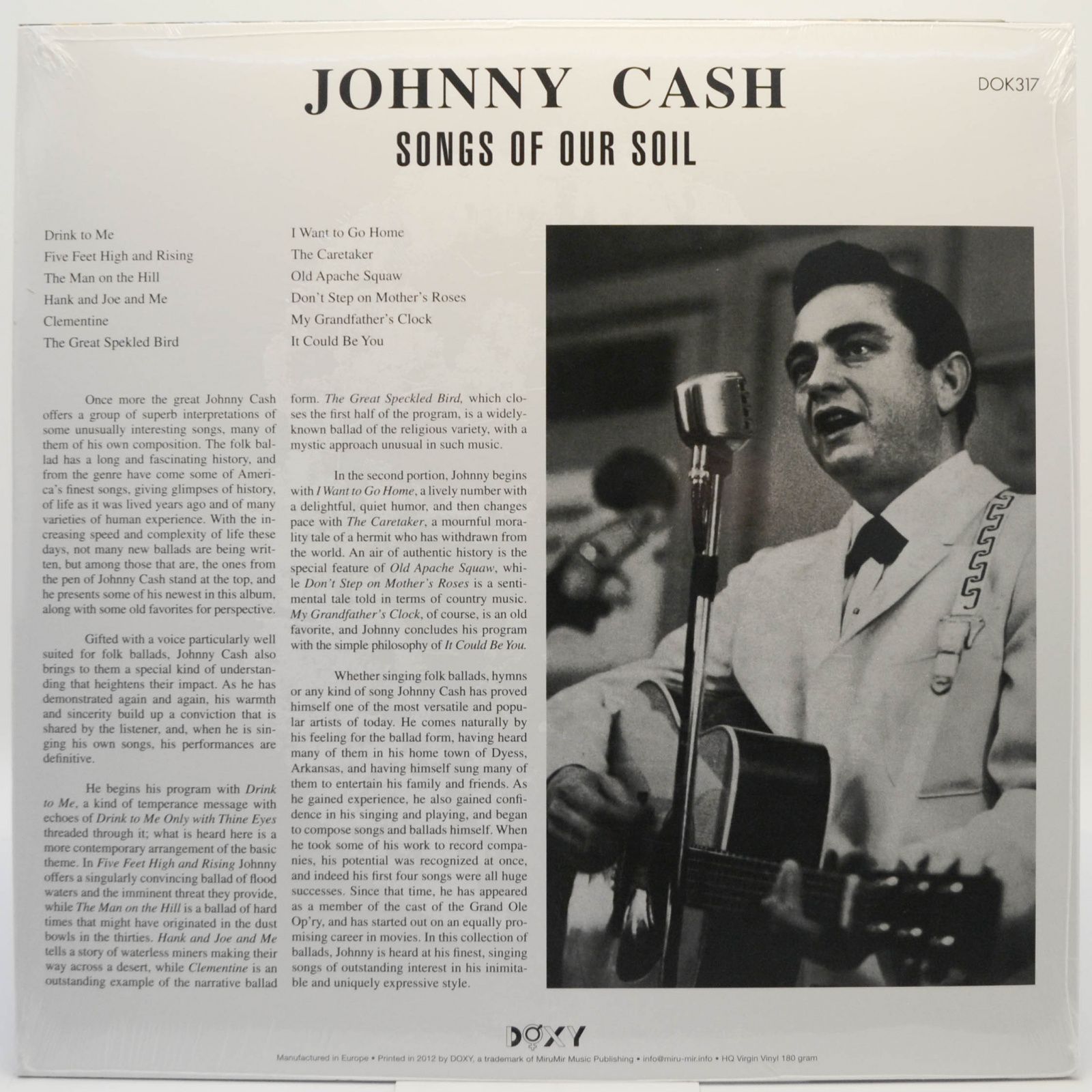 Виниловая пластинка Johnny Cash — Songs Of Our Soil (LP+CD), 2012