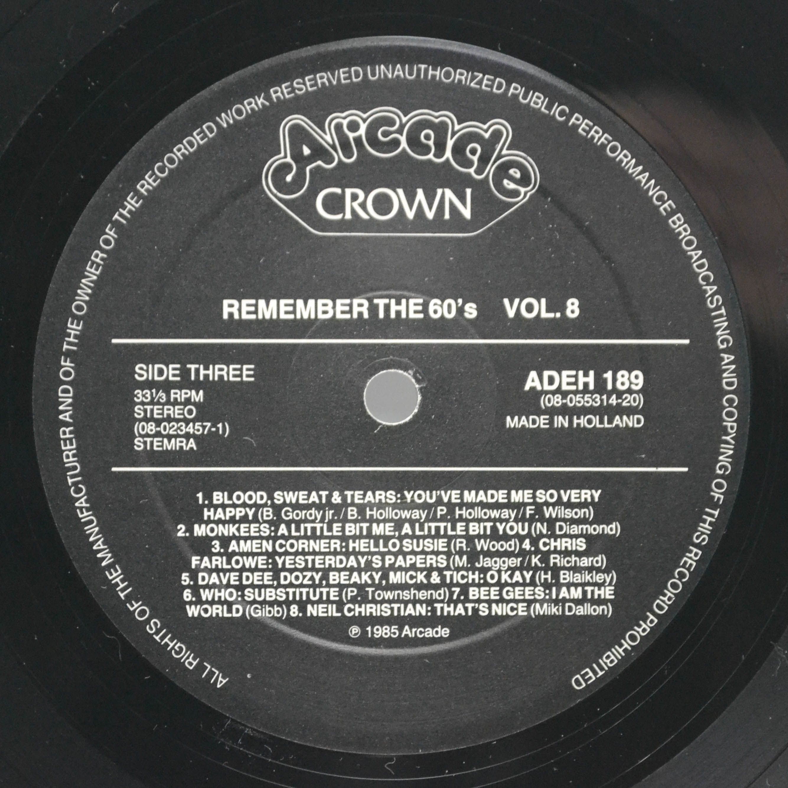 Various — Remember The 60's (Volume 8) (2LP), 1985
