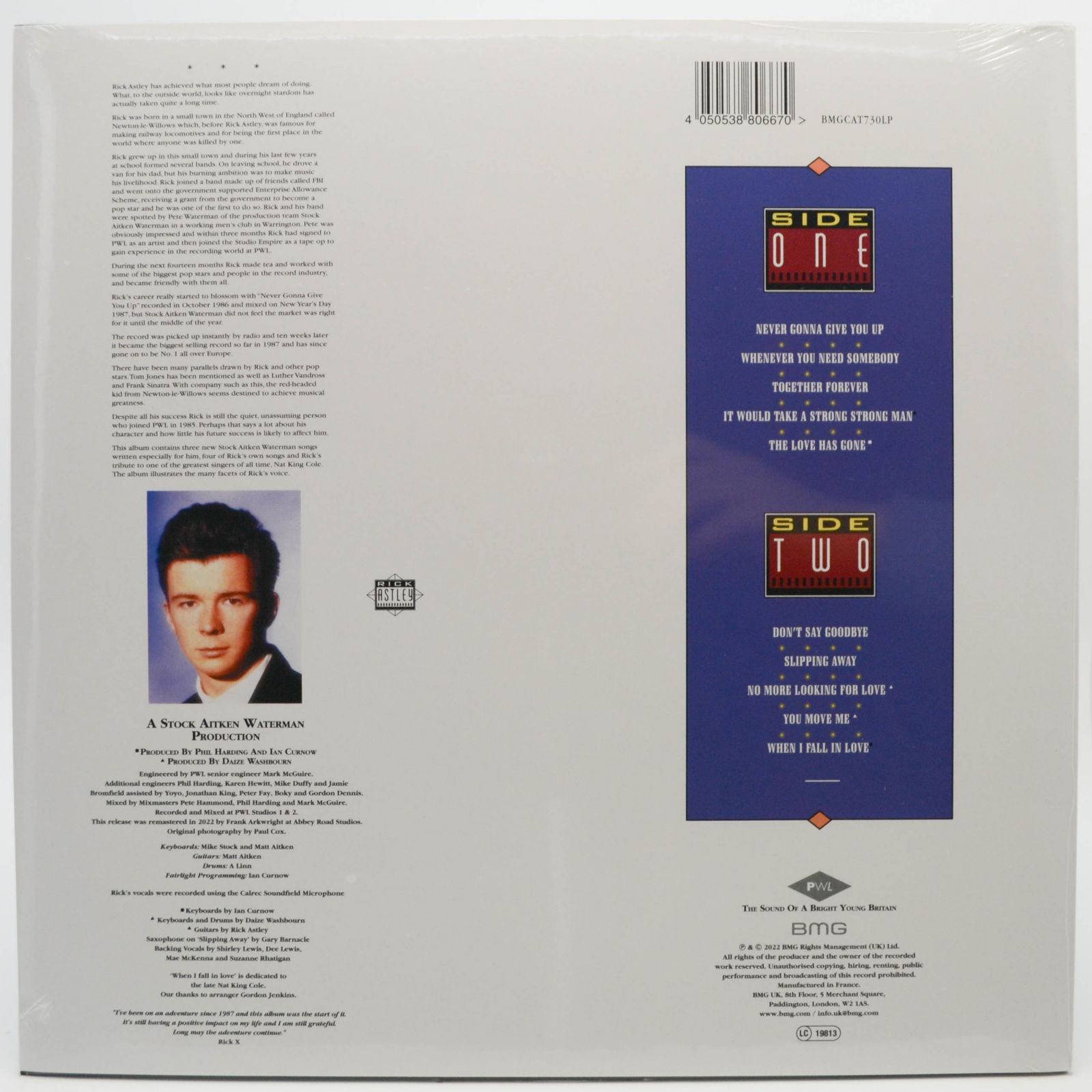 Виниловая пластинка Rick Astley — Whenever You Need Somebody, 1987