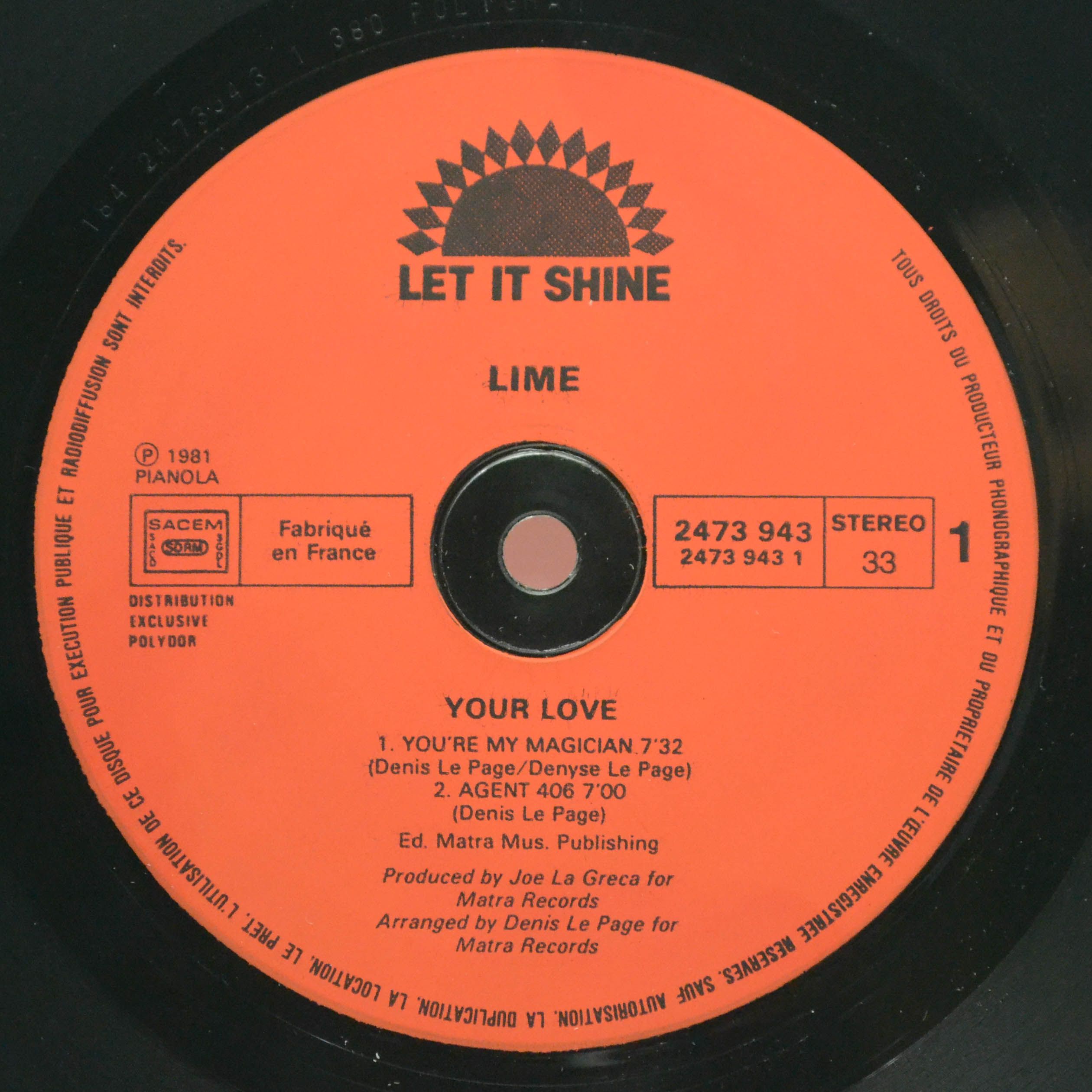Виниловая пластинка Lime — Your Love, 1981
