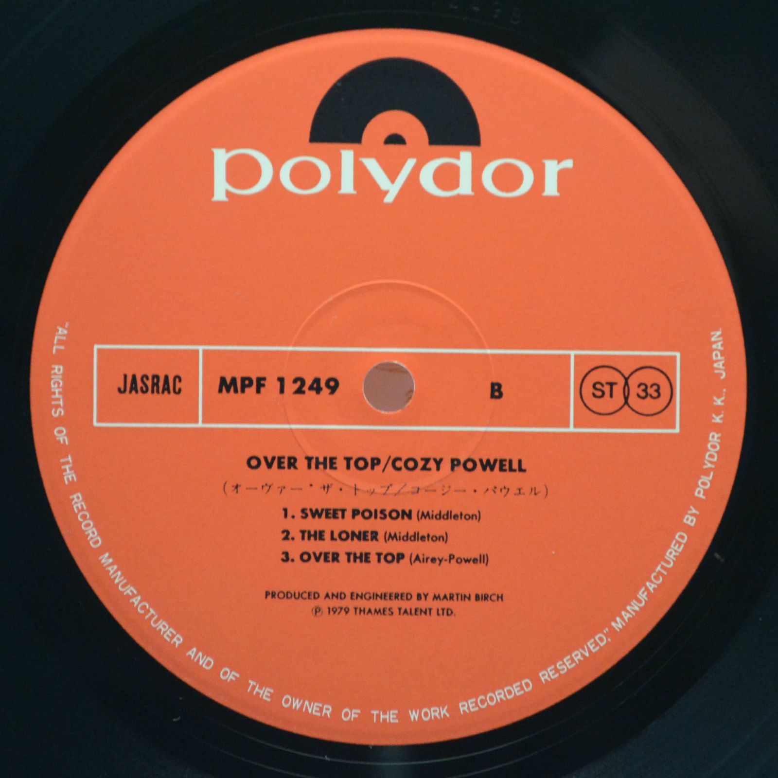 Виниловая пластинка Cozy Powell — Over The Top, 1979