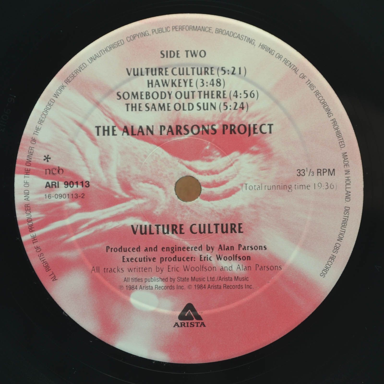 Виниловая пластинка Alan Parsons Project — Vulture Culture, 1985