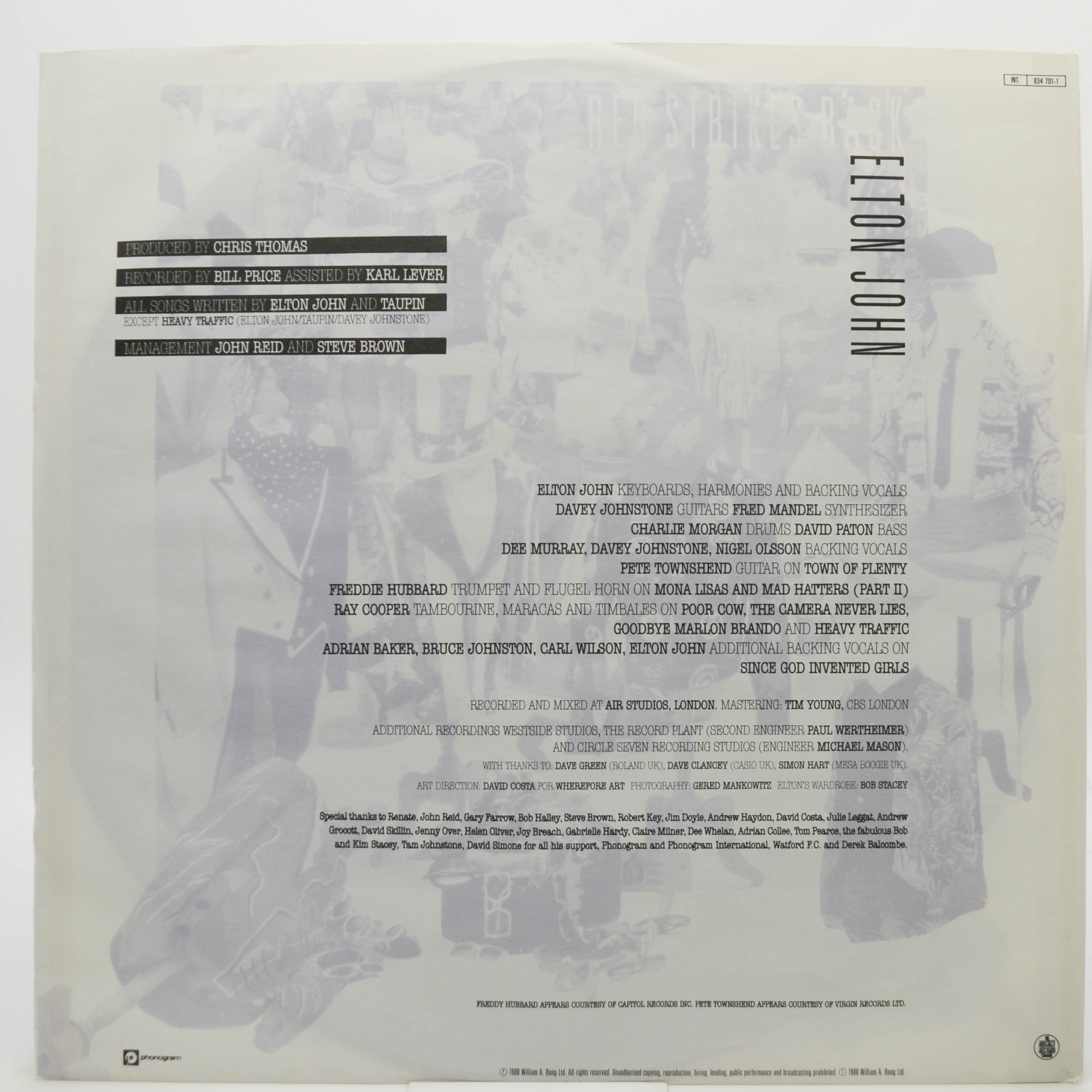 Elton John — Reg Strikes Back, 1988