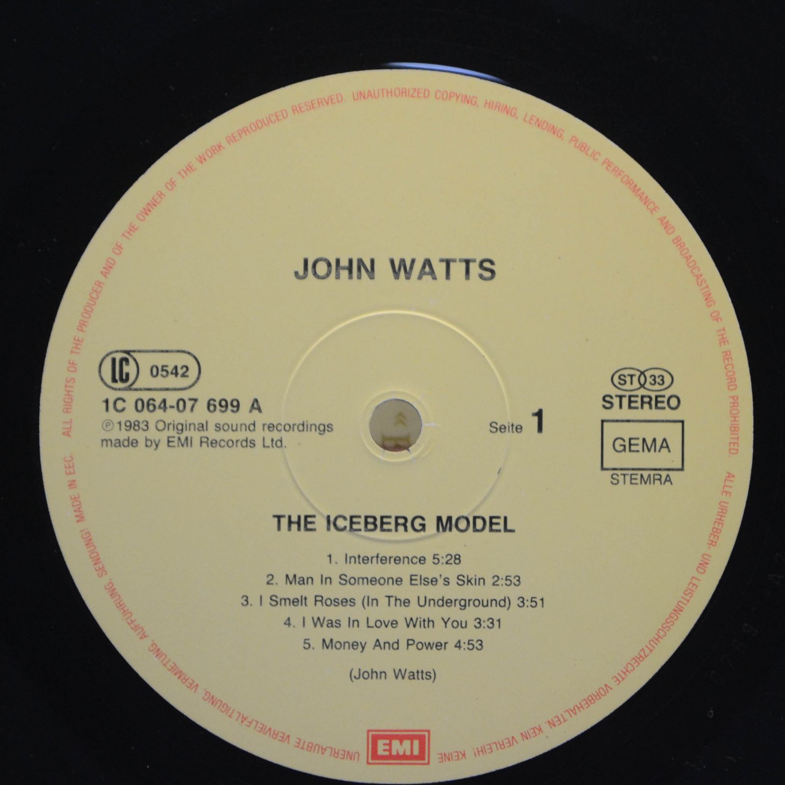 Виниловая пластинка John Watts — The Iceberg Model, 1983
