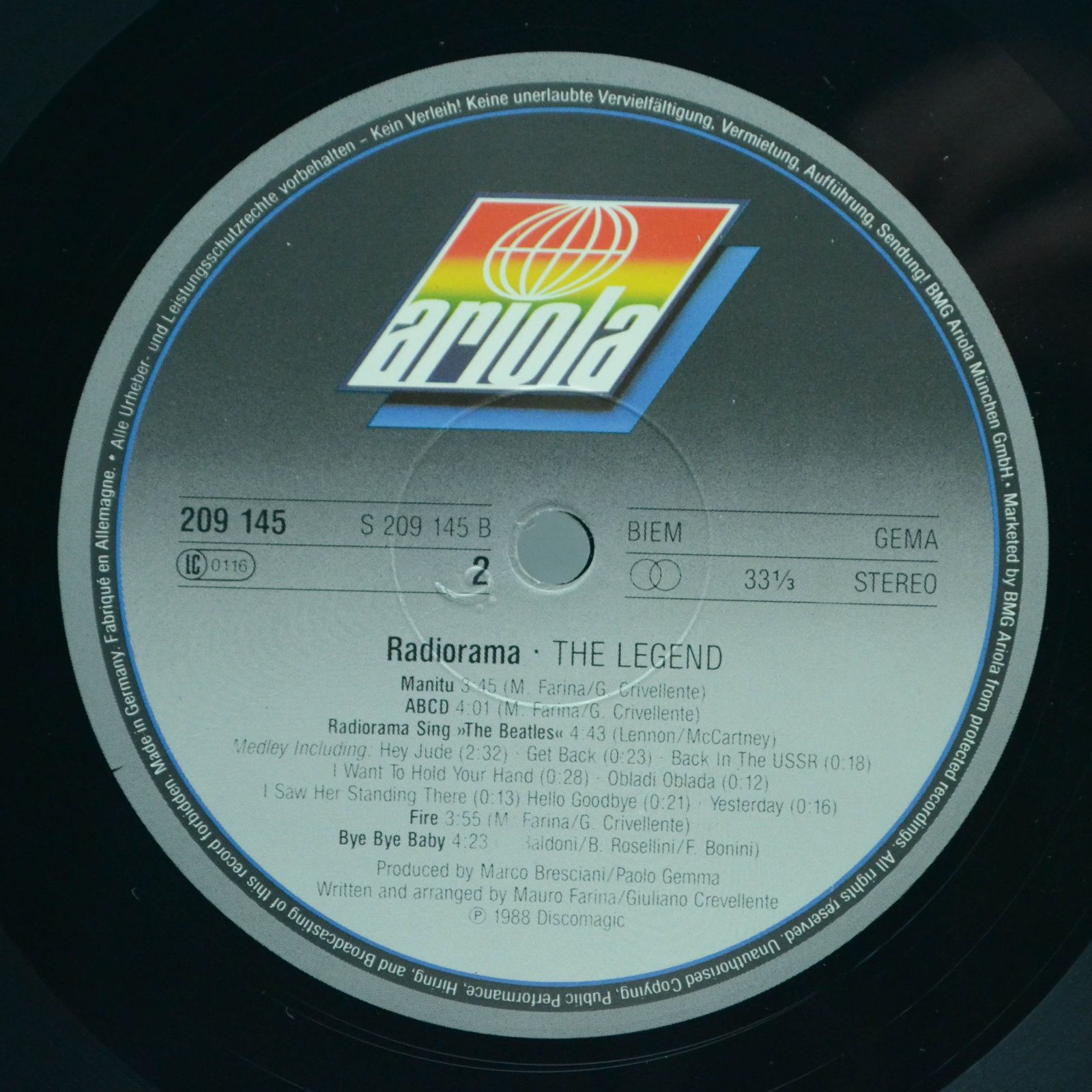 Виниловая пластинка Radiorama — The Legend, 1988