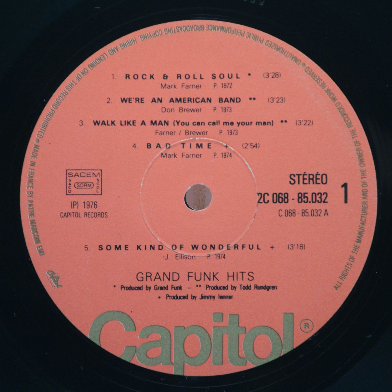 Виниловая пластинка Grand Funk Railroad — Grand Funk Hits, 1976