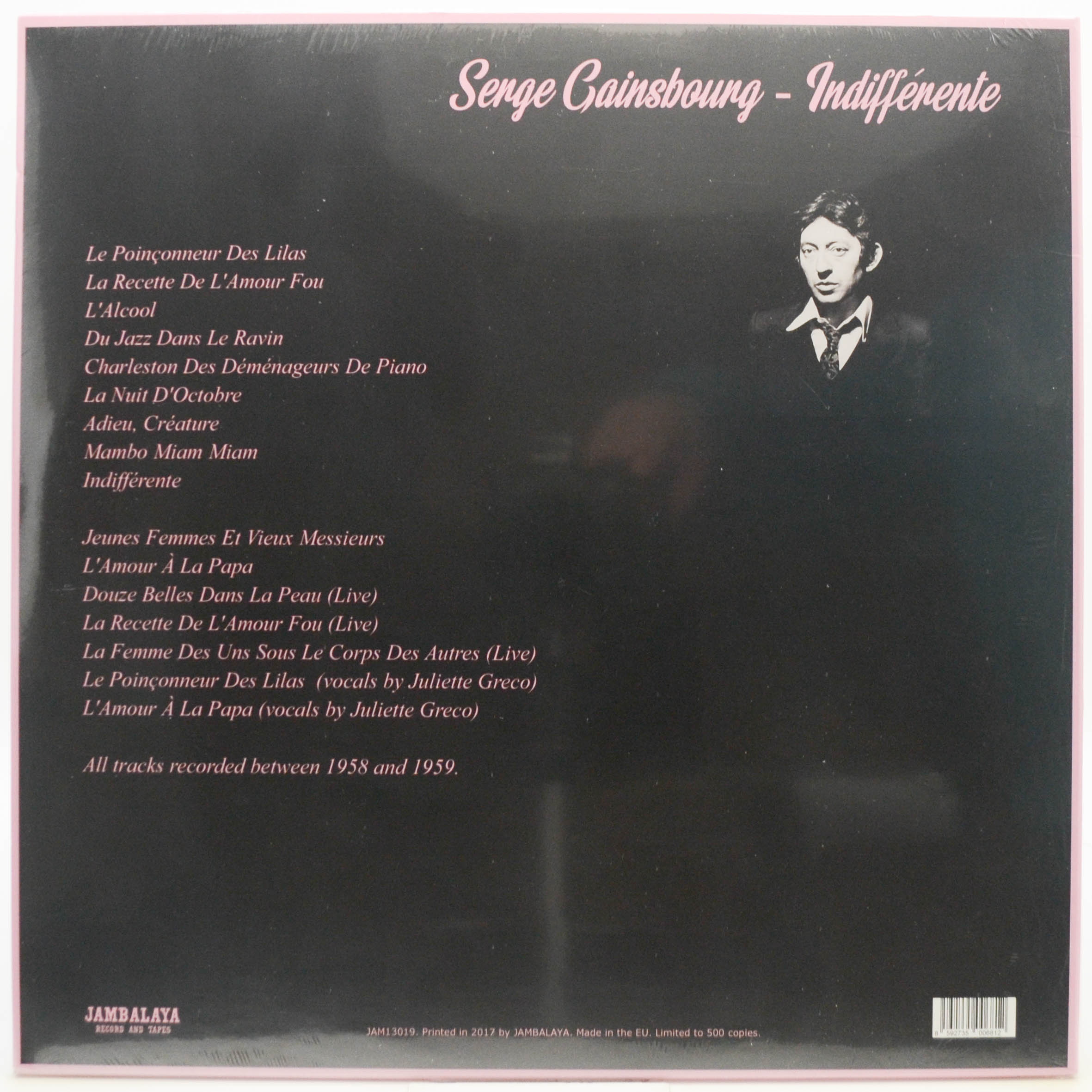 Виниловая пластинка Serge Gainsbourg — Indifférente, 2017