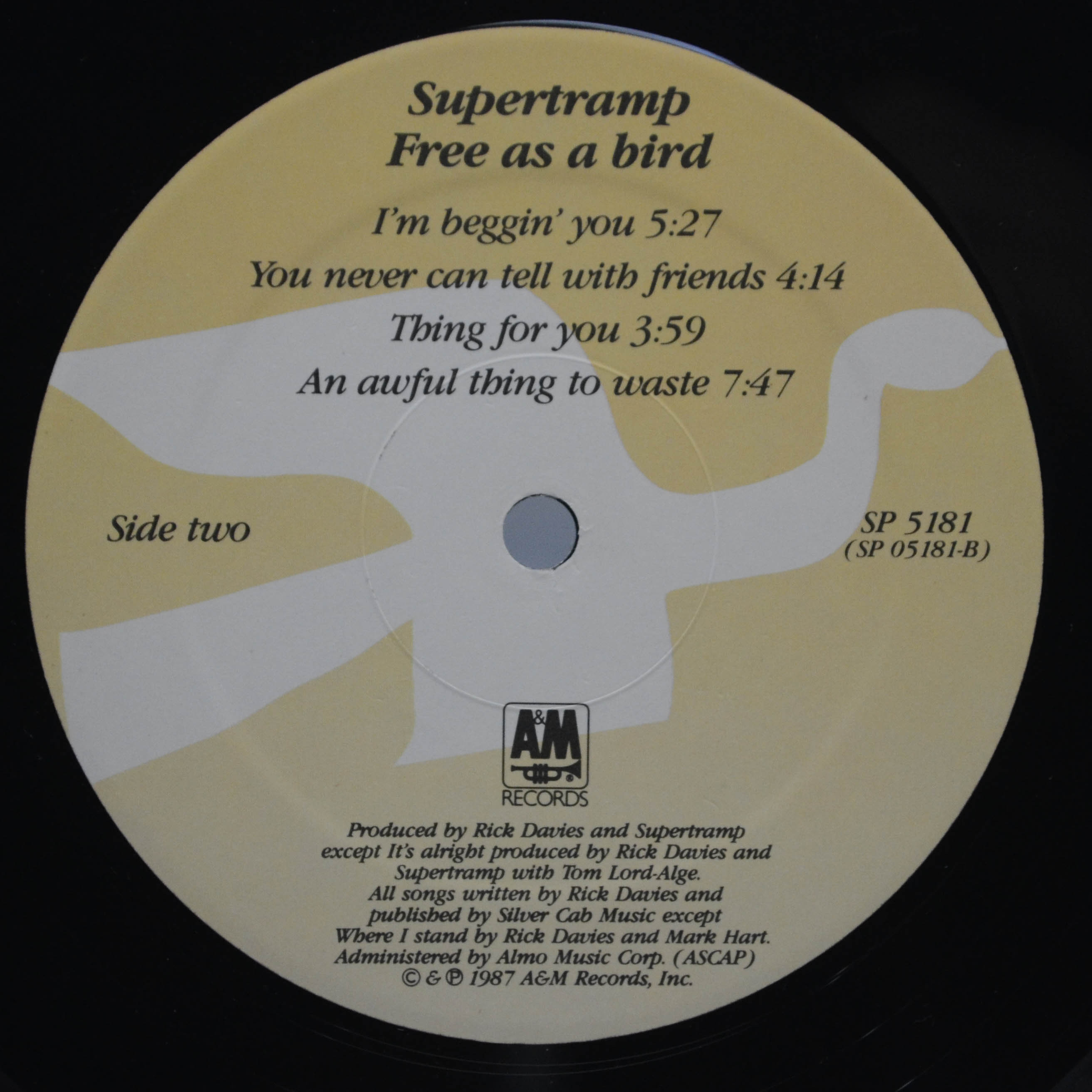Виниловая пластинка Supertramp — Free As A Bird, 1987