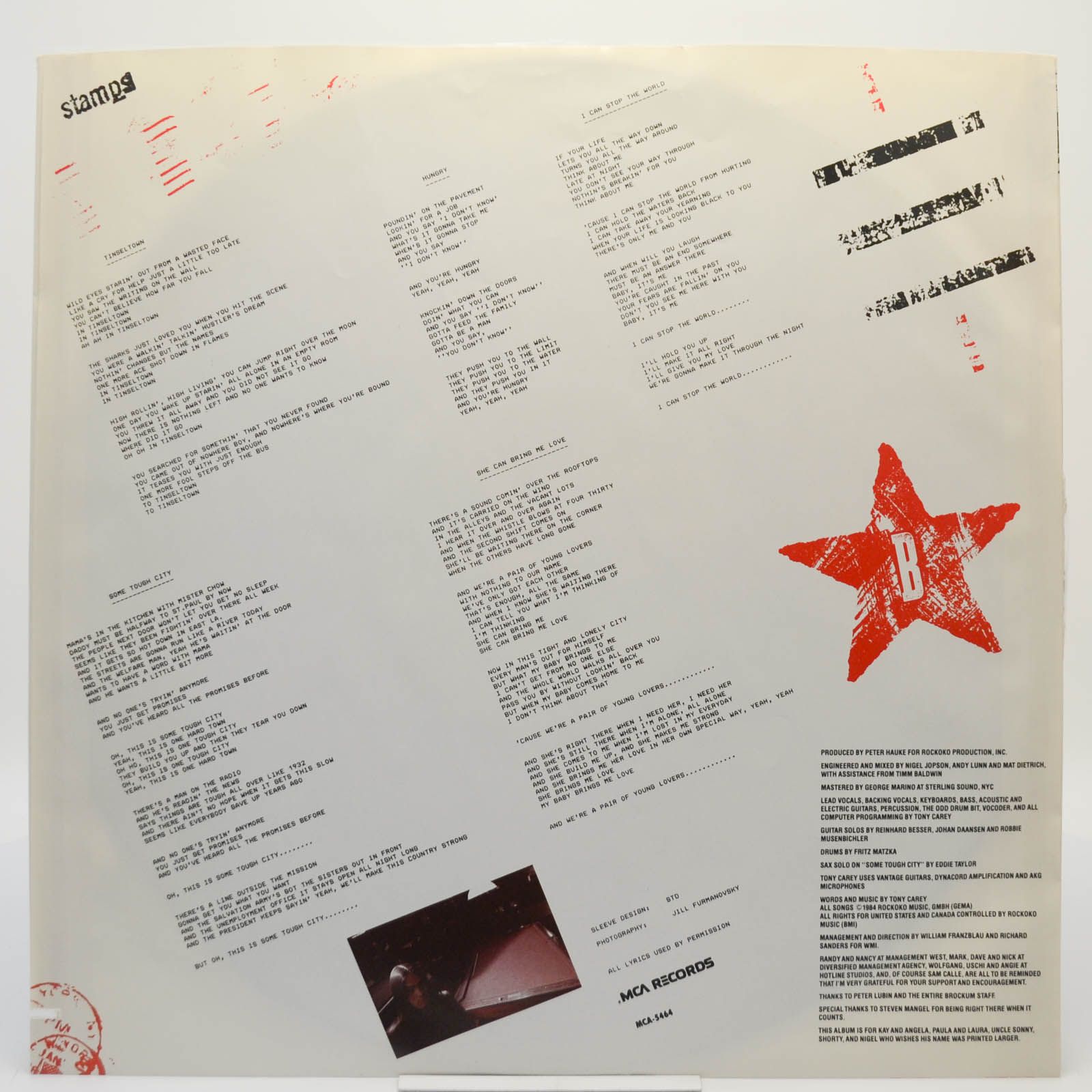 Виниловая пластинка Tony Carey — Some Tough City, 1984