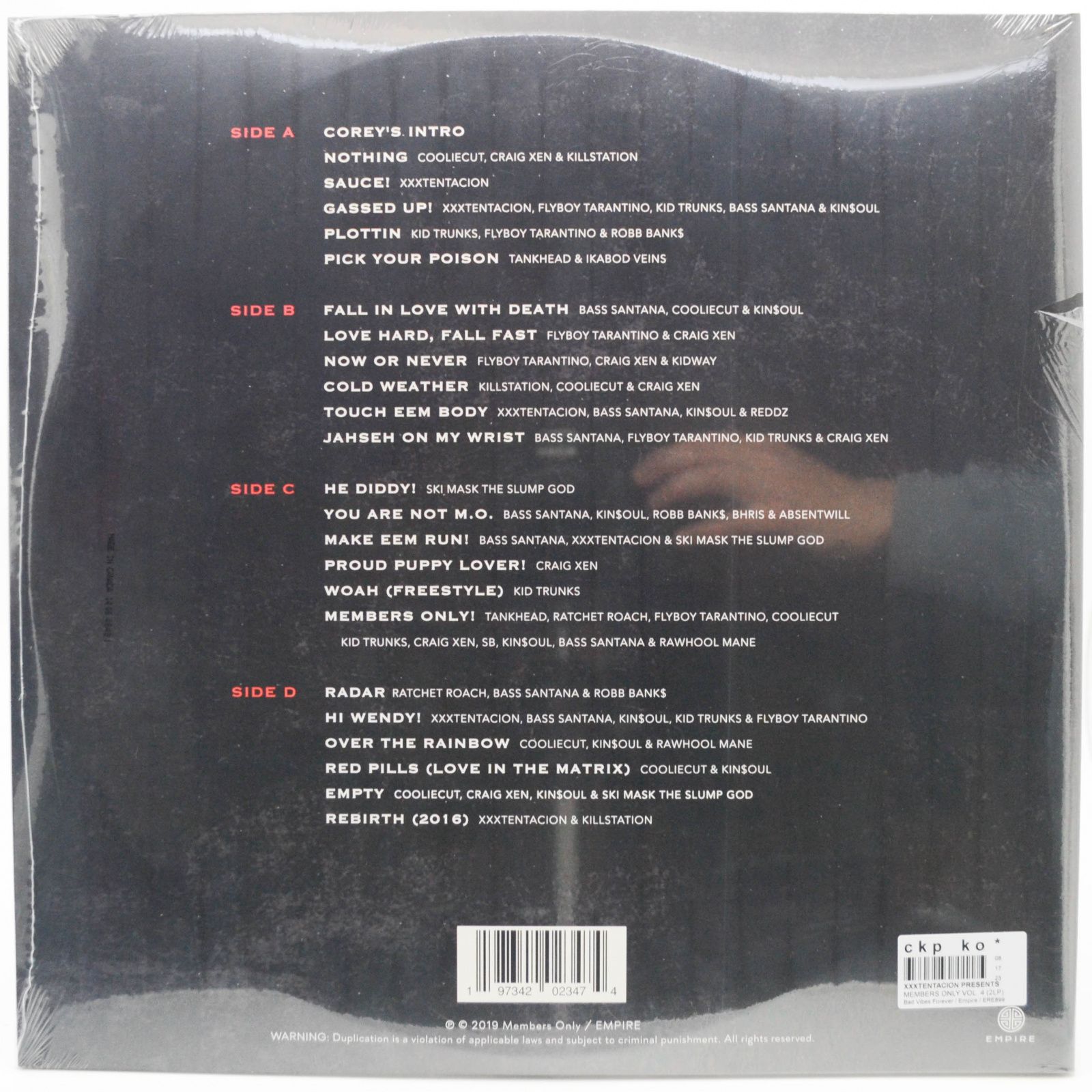 Виниловая пластинка Xxxtentacion — Members Only Vol. 4 (2LP, USA), 2019
