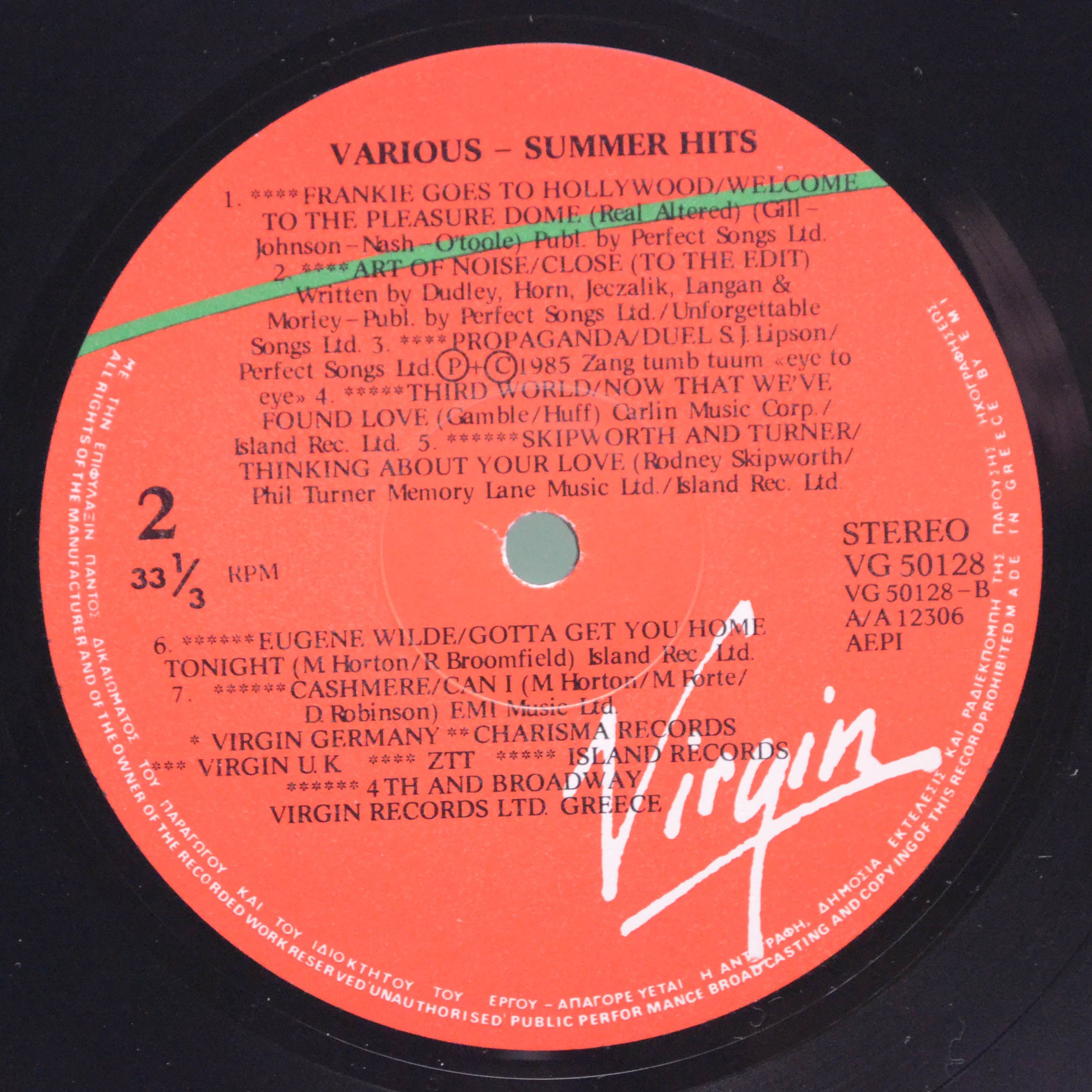 Various — Summer Hits, 1985