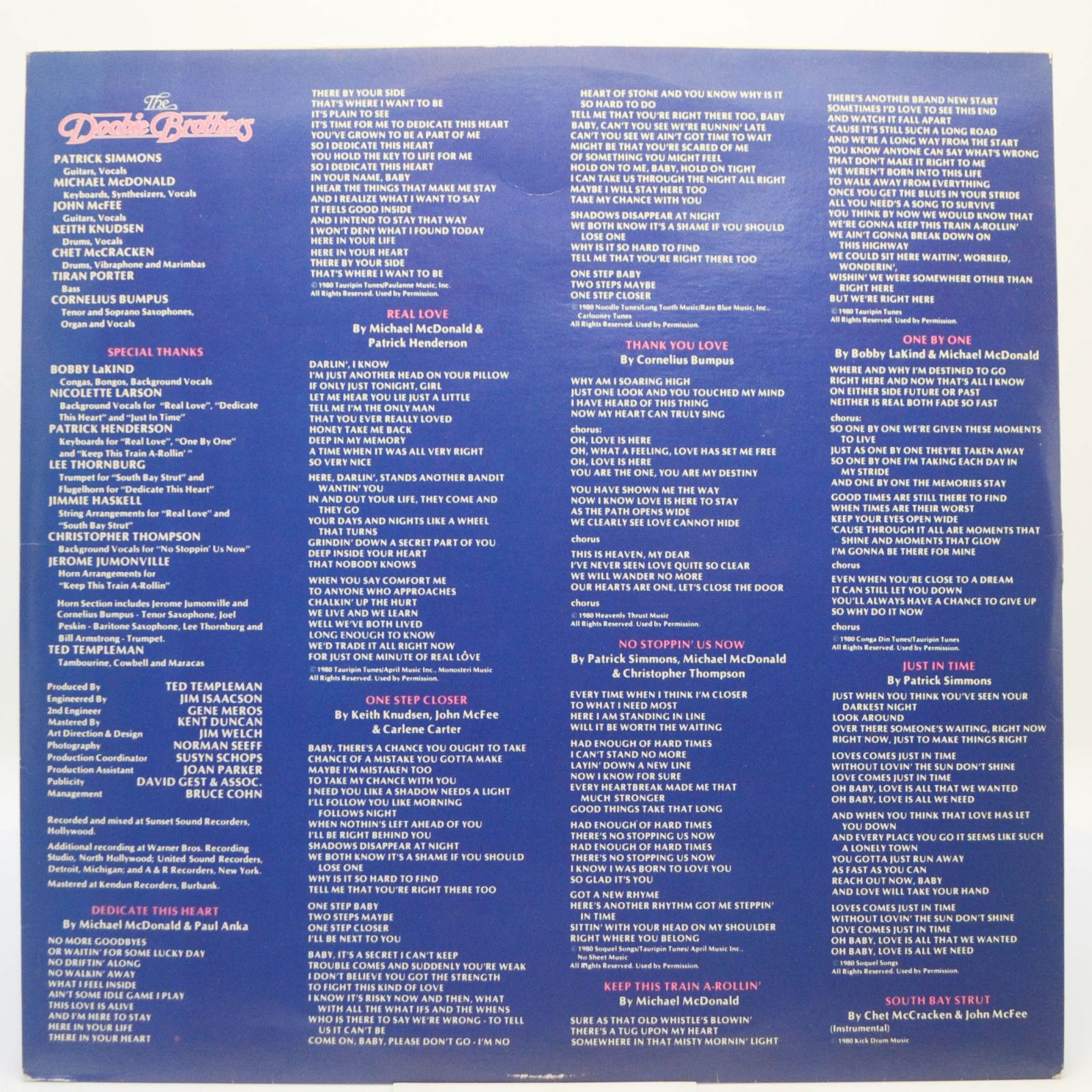 Виниловая пластинка Doobie Brothers — One Step Closer (USA), 1980