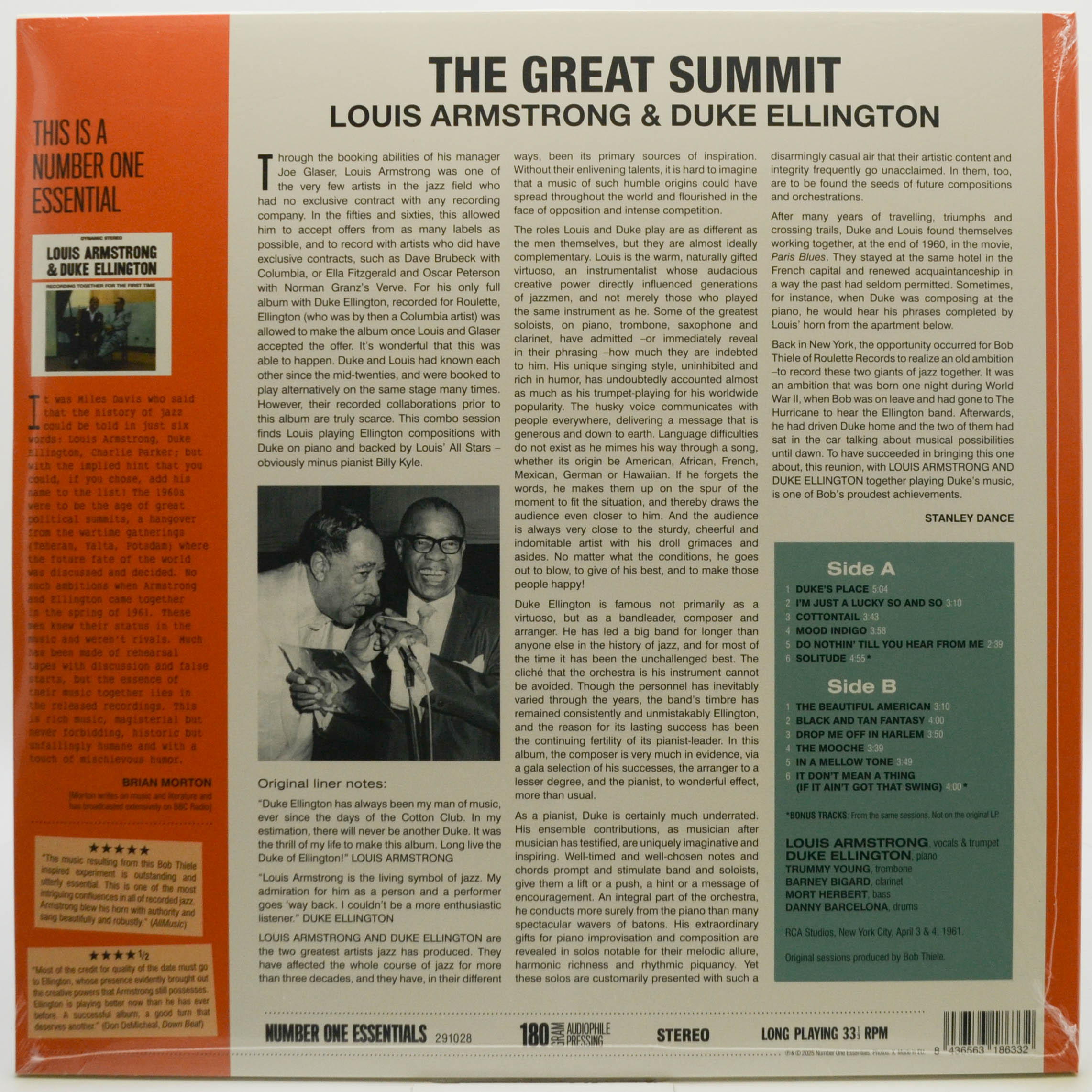 Виниловая пластинка Louis Armstrong & Duke Ellington — The Great Summit, 1961